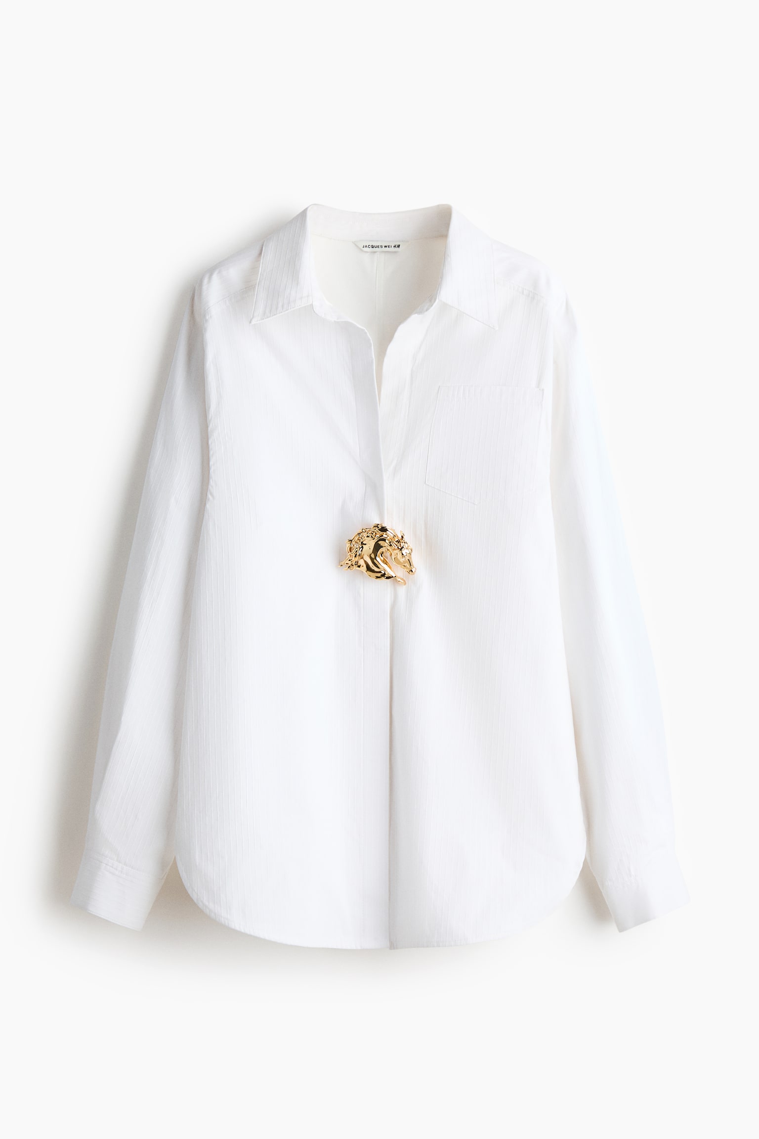 Metal-Detail Cotton Shirt - White - 1