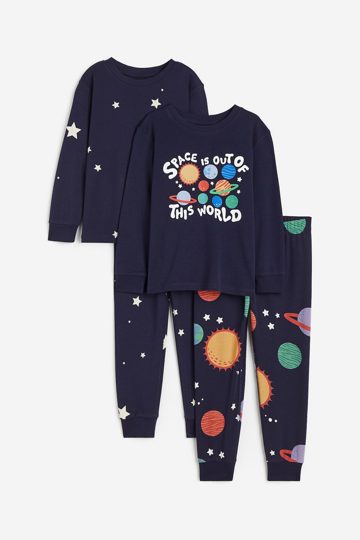 2-pack printed pyjamas - Navy blue/Space - Kids | H&M MY
