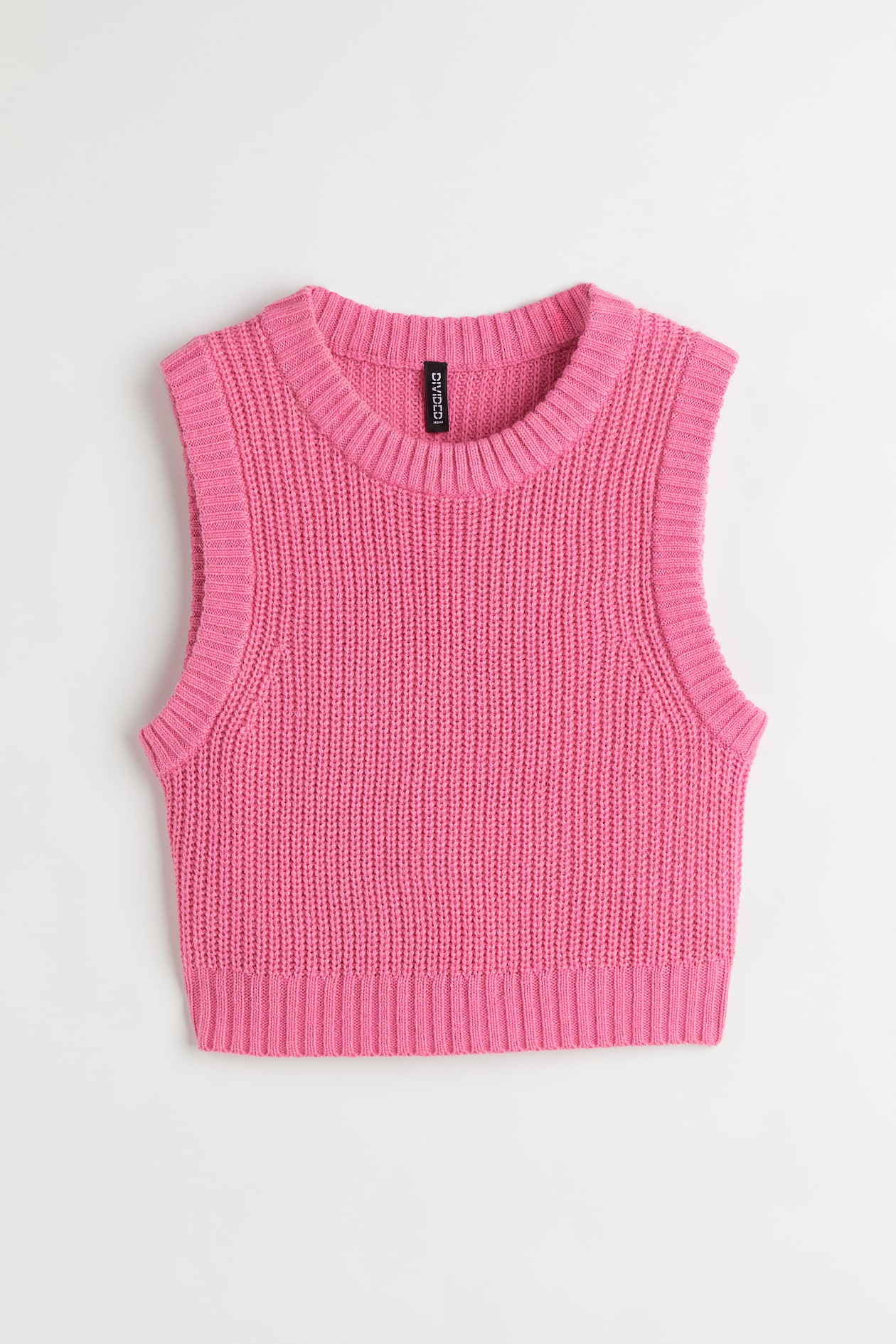 Crop Sweater Vest - Round Neck - Sleeveless - Pink - Ladies | H&M US