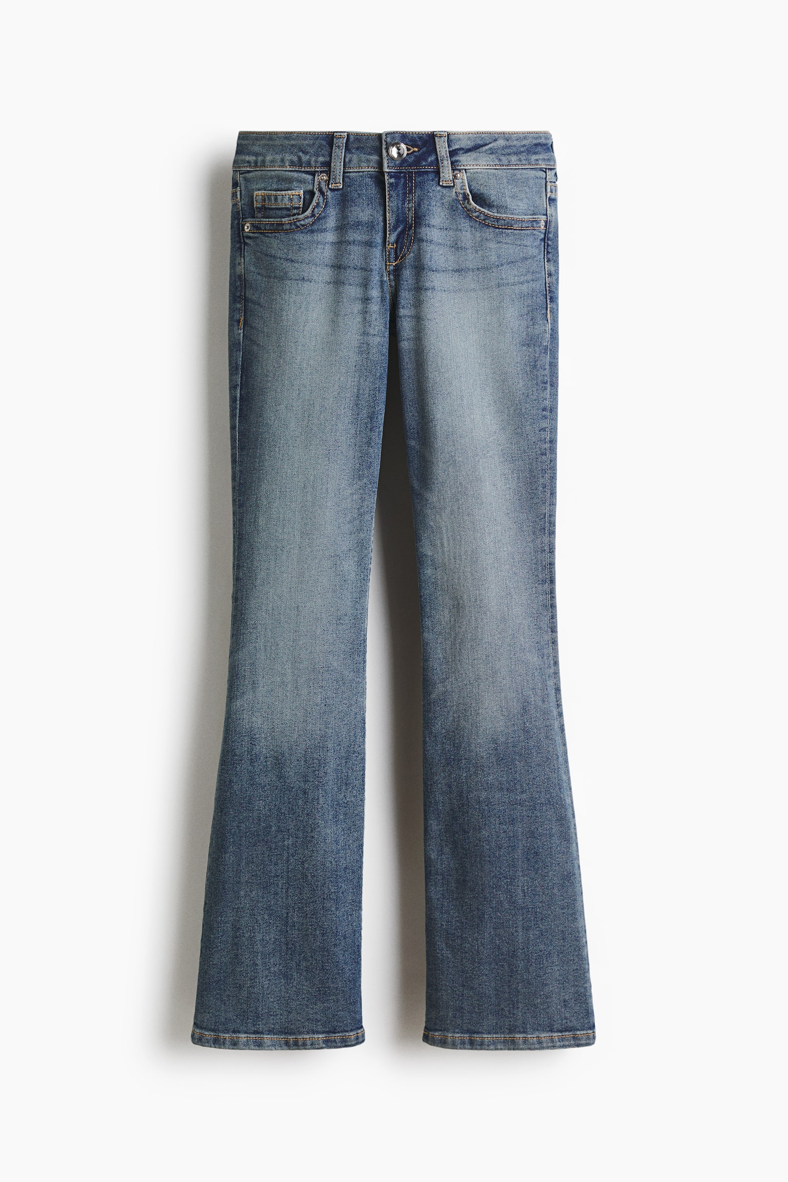 Flared Low Waist Jeans - Denim blue/Light denim blue/White - 2