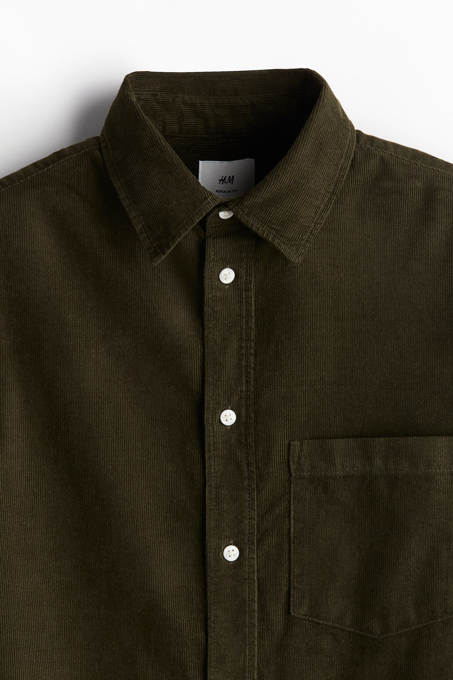 Regular Fit Corduroy shirt - Dark khaki green/Burgundy/Navy blue/Dark brown/Black/Light beige/White - 6