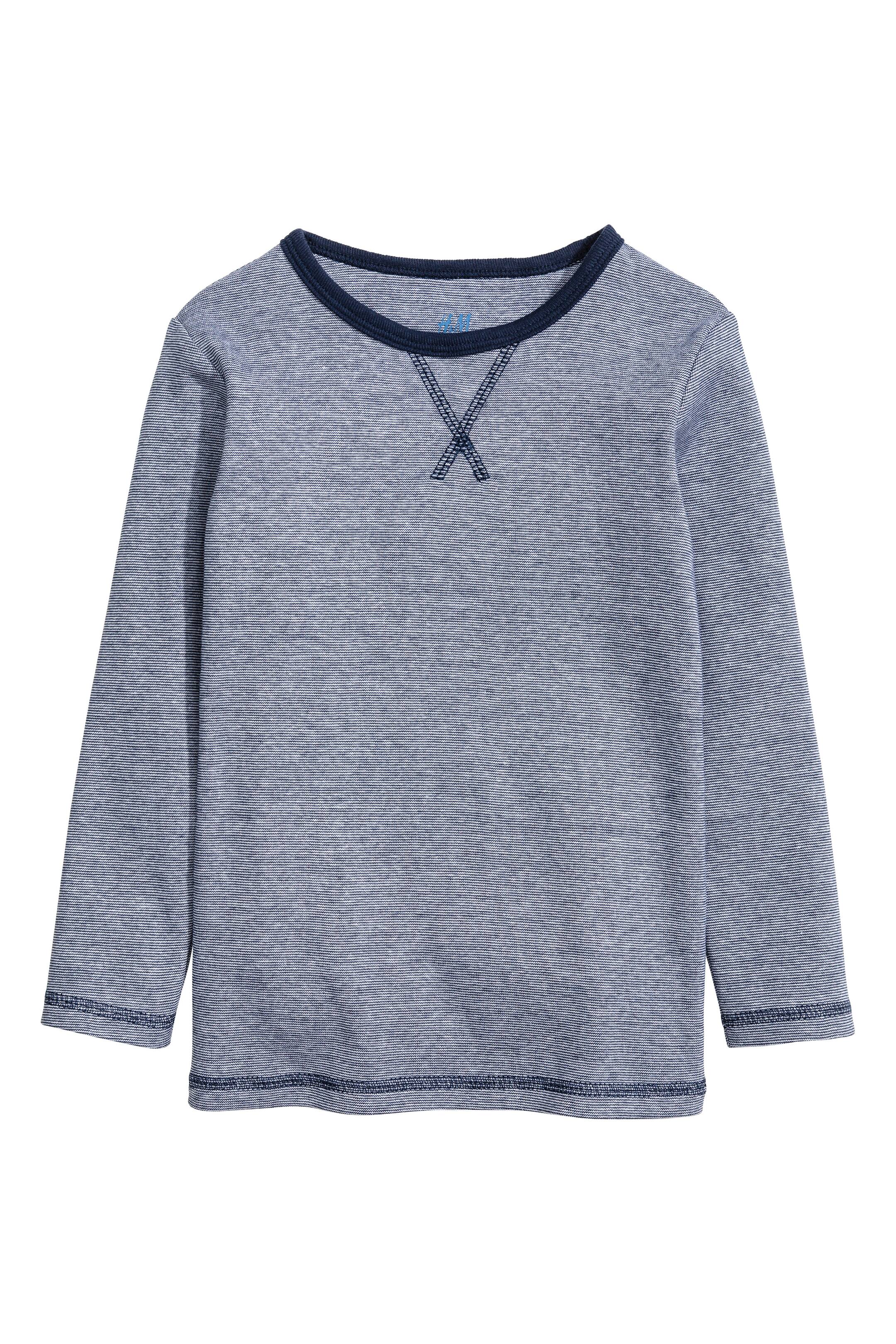 View larger image: 2-pack long-sleeved T-shirts - Dark blue/White - Kids | H&M IE 1
