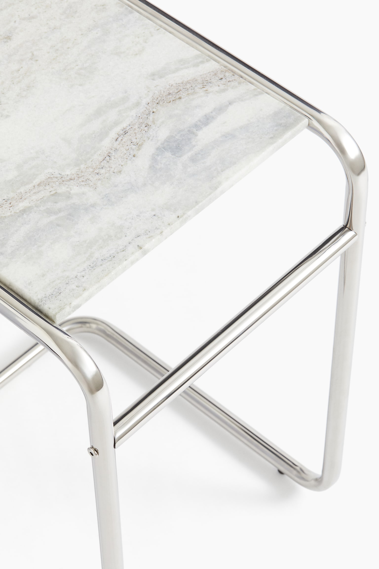 Marble-topped side table - Silver-coloured - 3