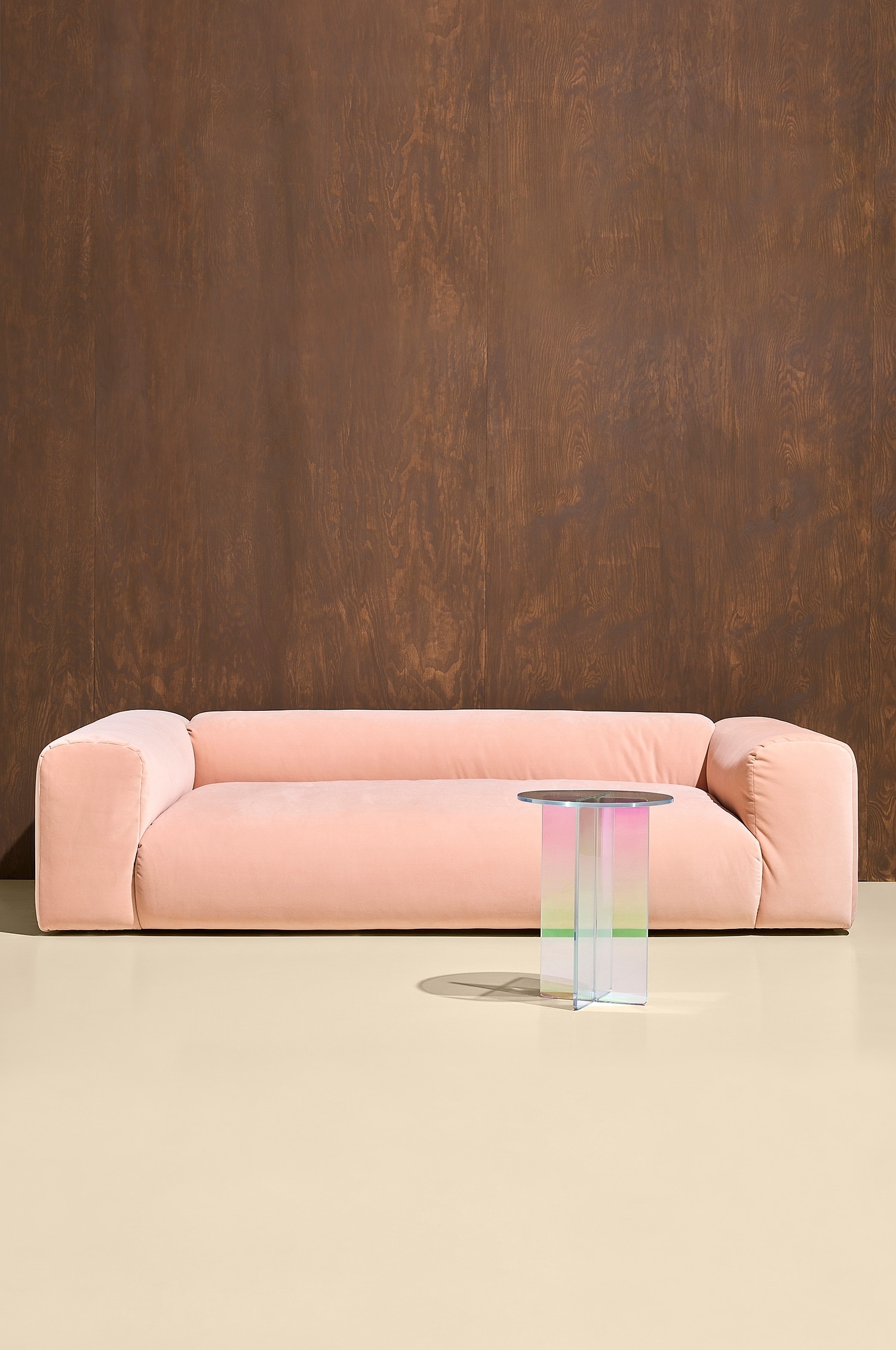 Wenju Sofa 3 Pers - Abrikosrosa/Offwhite/Brunt