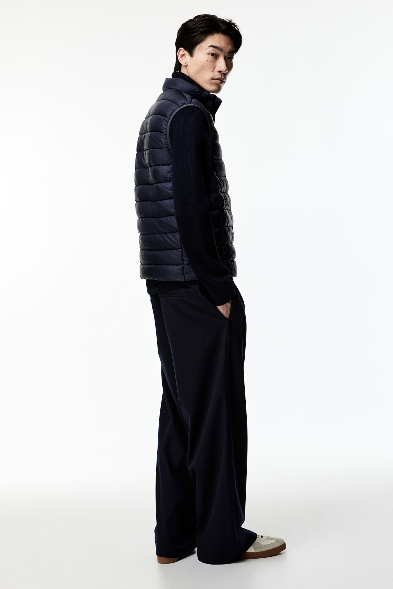 Slim Fit Lightweight puffer gilet - Navy blue/Black - 5