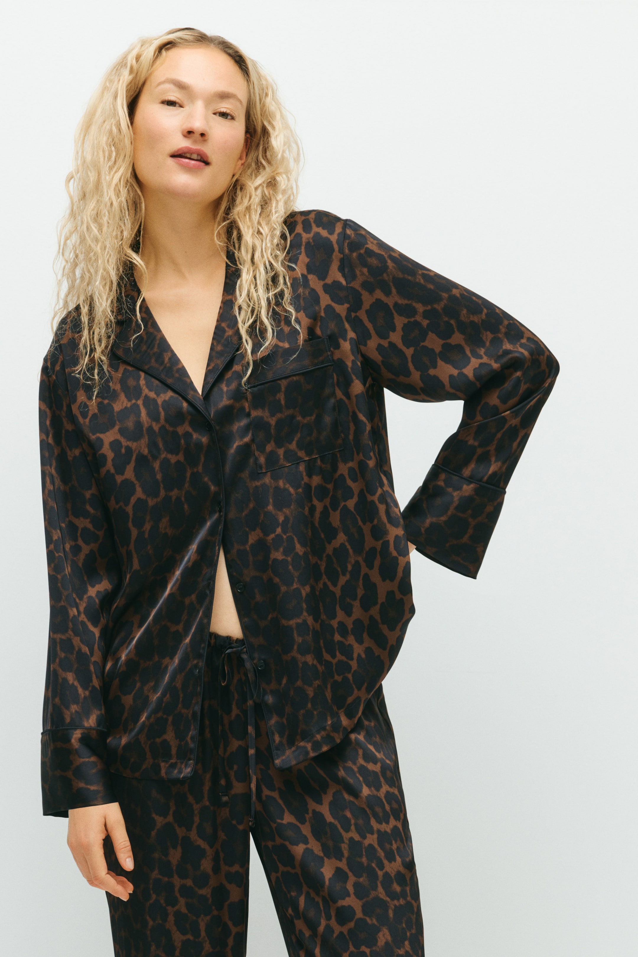 Ingrandisci l'immagine: MAMA Before & After Pigiama in satin - Nero/leopardato - DONNA | H&M CH 4
