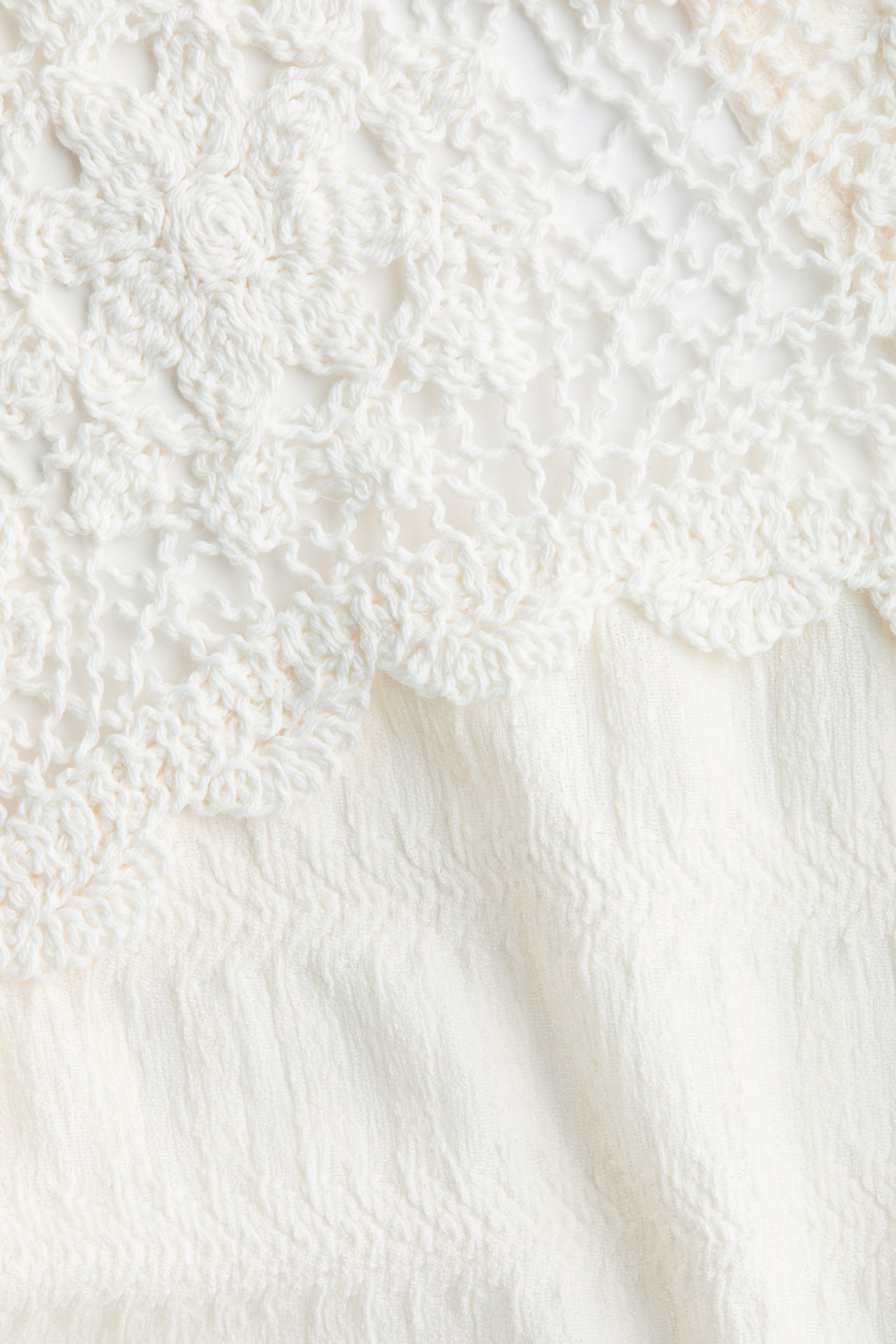 Crochet-look-section textured top - 3