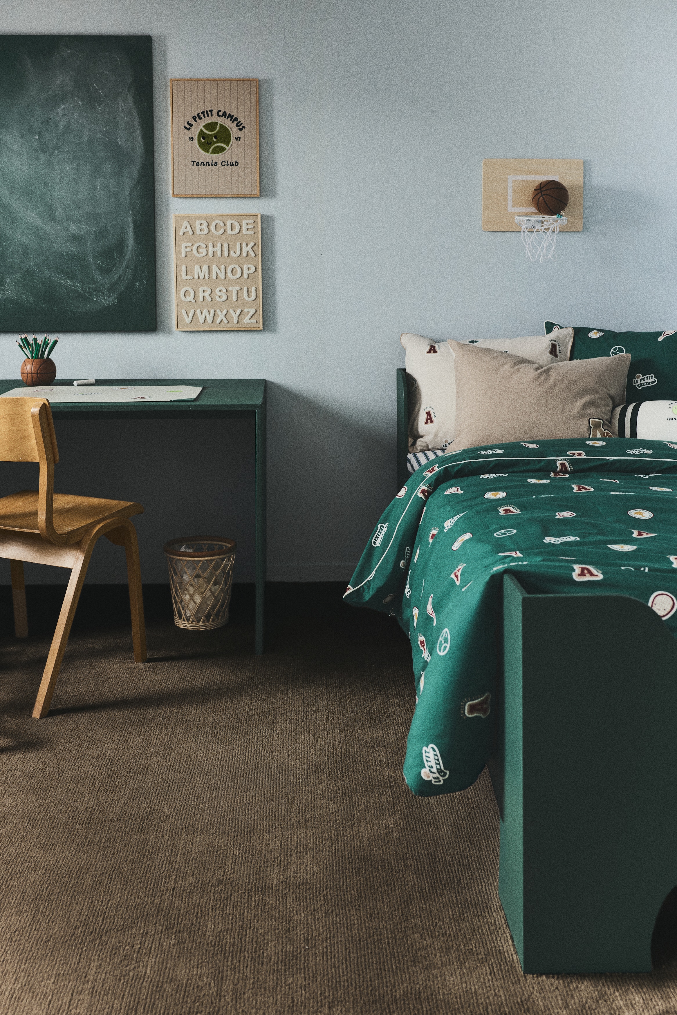 Patterned duvet cover set - Green/Le Petit Campus/Light beige/Le Petit Campus/Light pink/Le Petit Campus