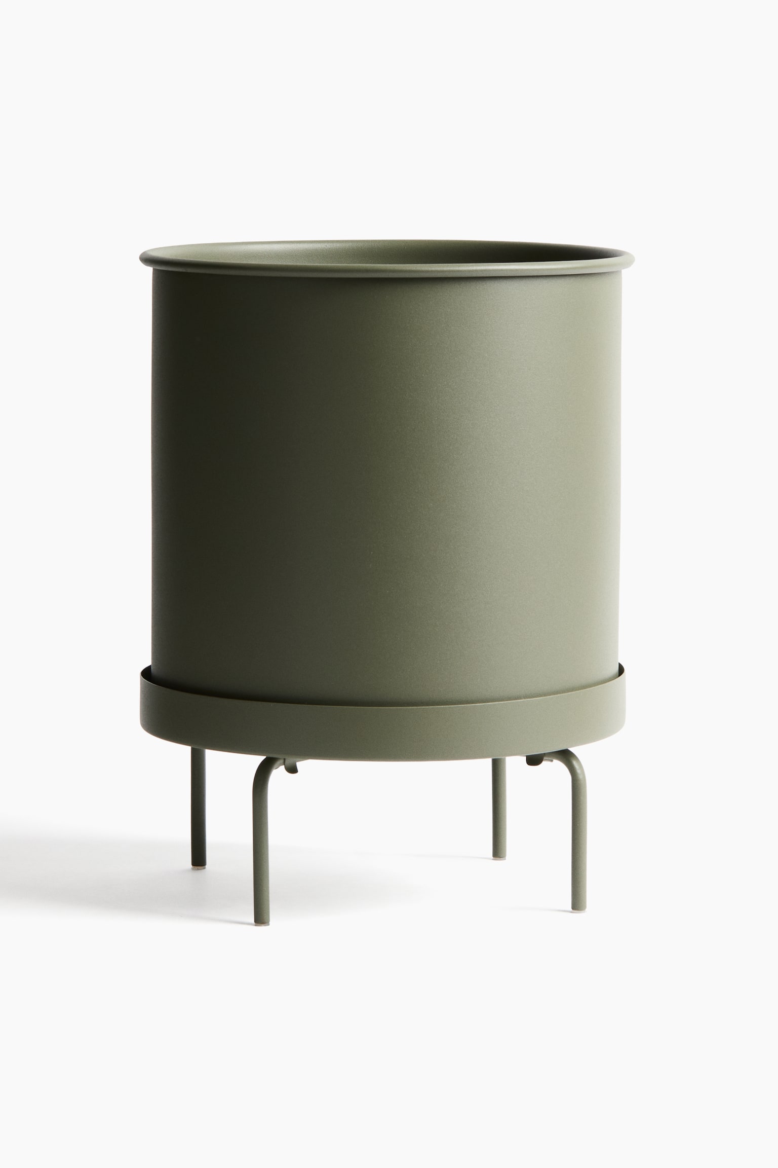 Extra-Large Plant Pot with Stand - Olive green/Light beige/Black