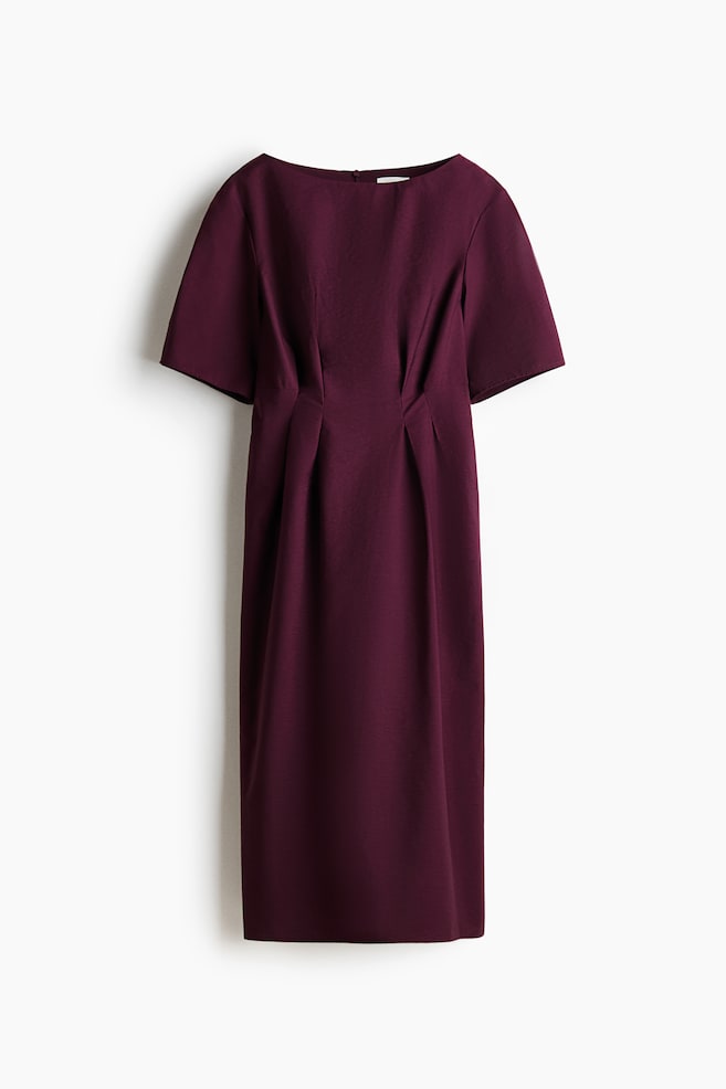 Waisted midi dress - Burgundy - 1