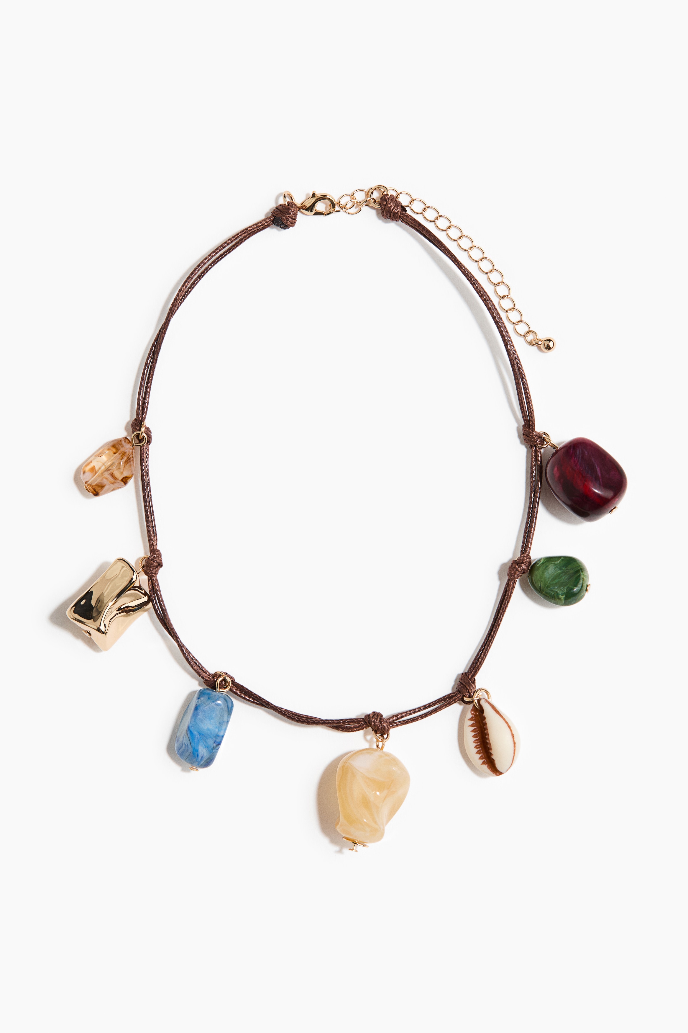 Cord charm necklace - Dark brown