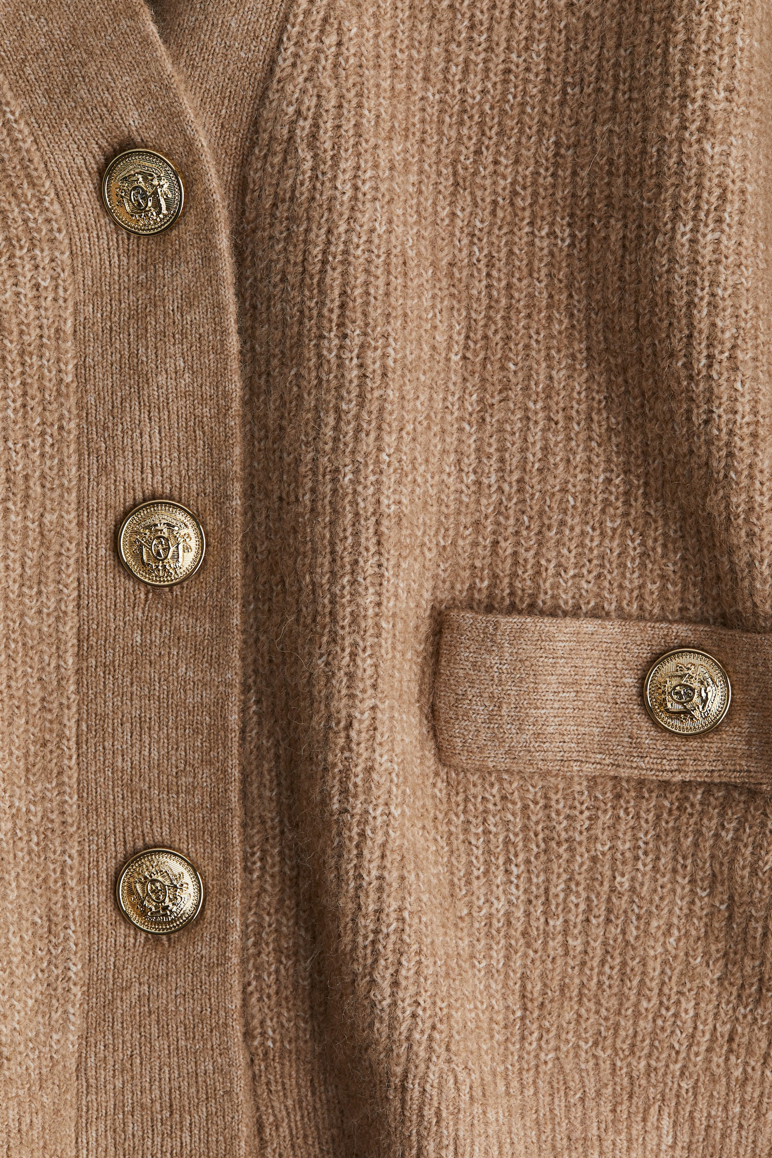 Rib-knit cardigan - Beige/Black/Dark grey marl - 5