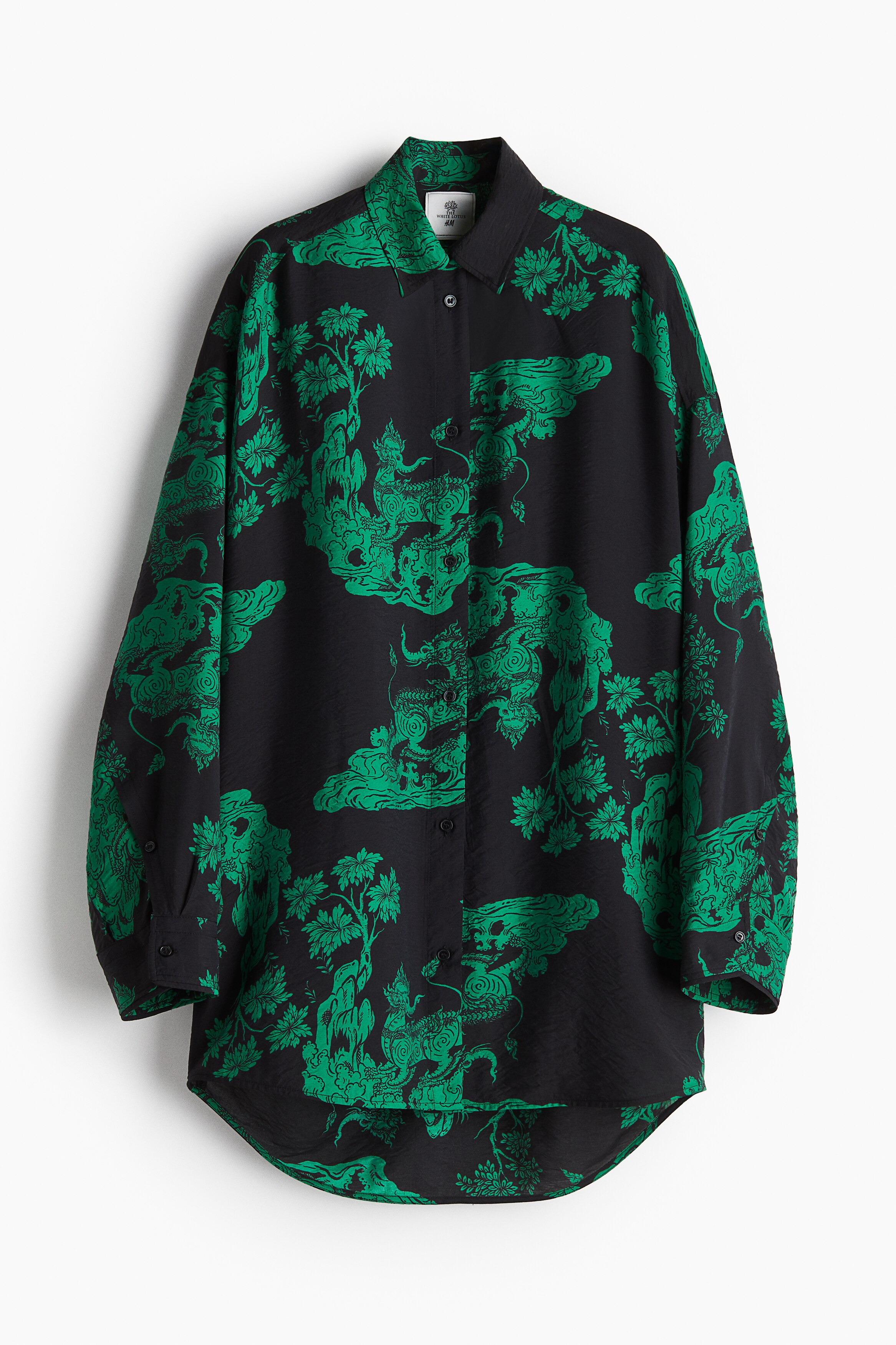 Oversized Bluse mit Print - Schwarz/Gemustert
