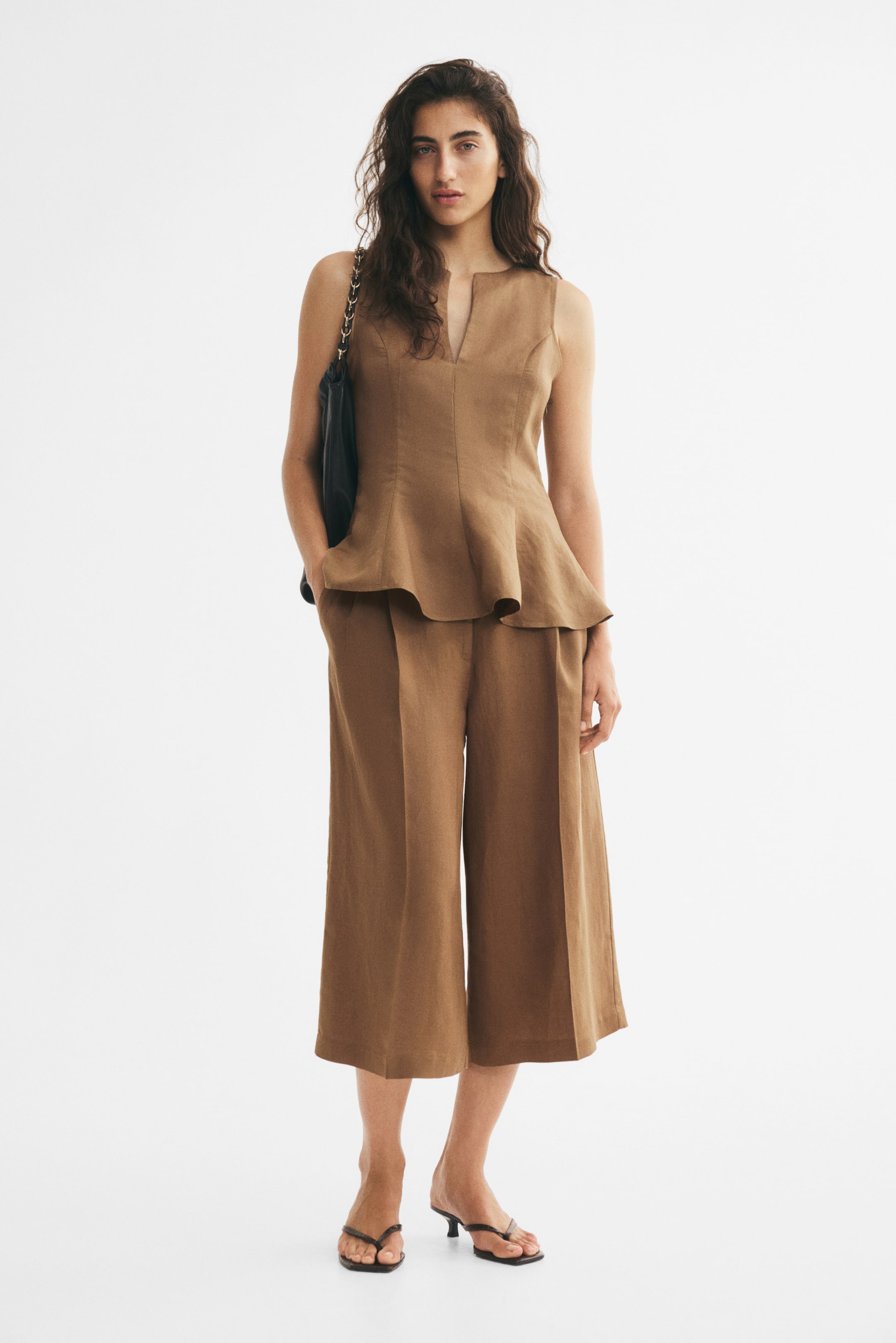 Sleeveless Linen-Blend Top