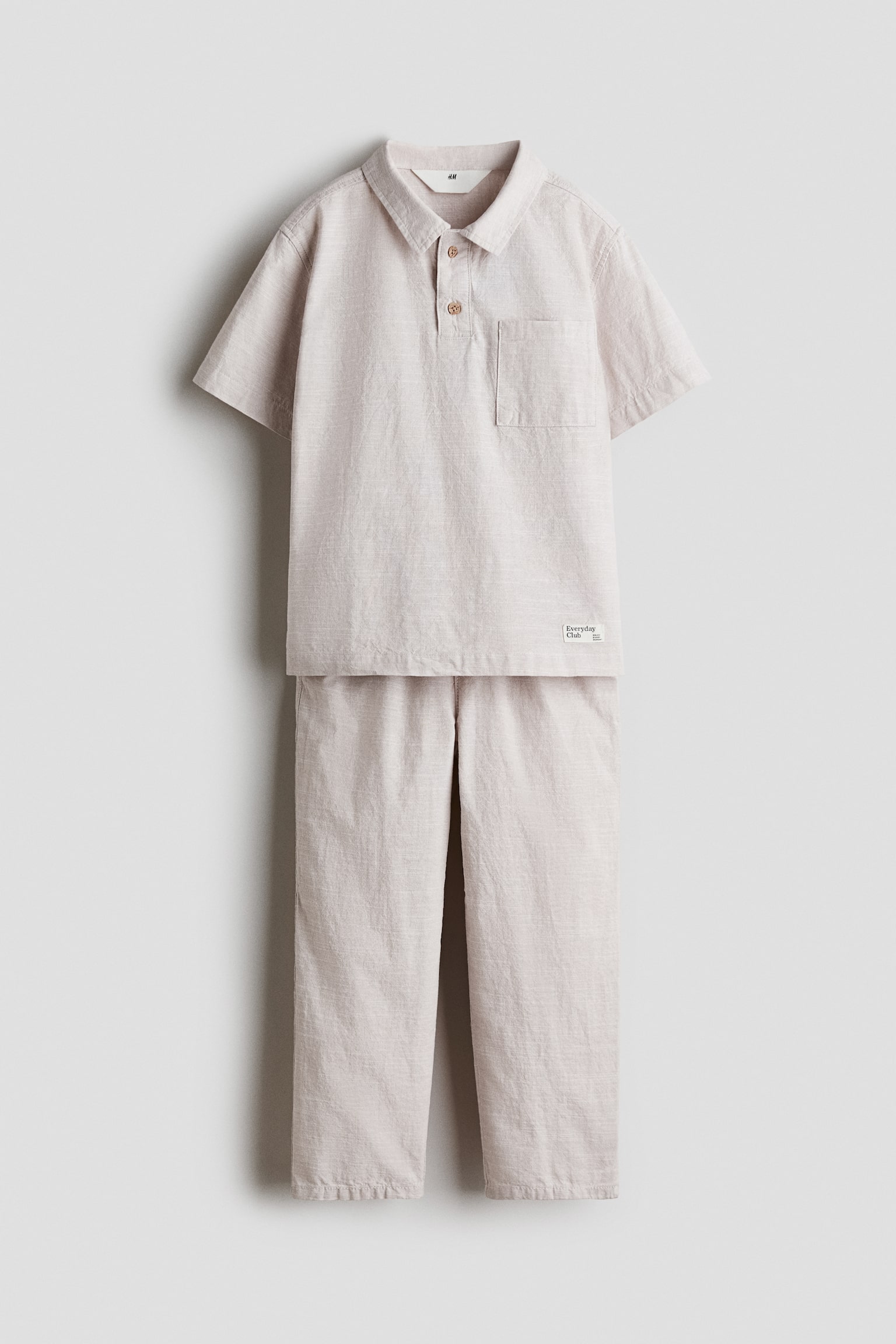 2-piece cotton set - Light beige/Navy blue