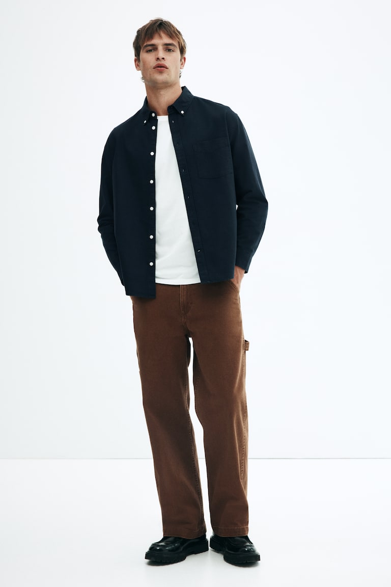 h&m maroon dress shirt H&M Pointed-Collar Shirt in Maroon