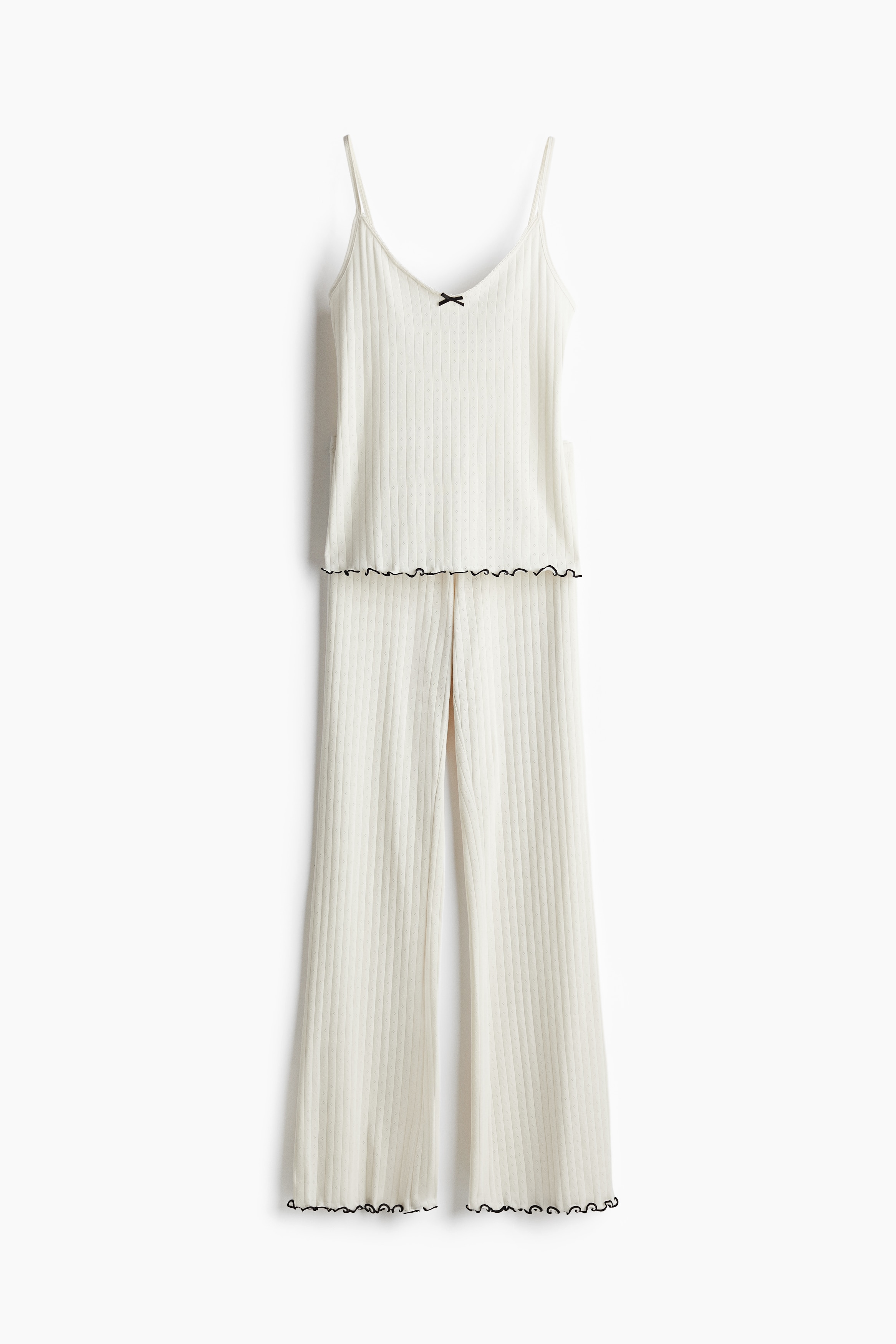 Ladies - White Pointelle jersey pyjamas - Size: XL  - H&M