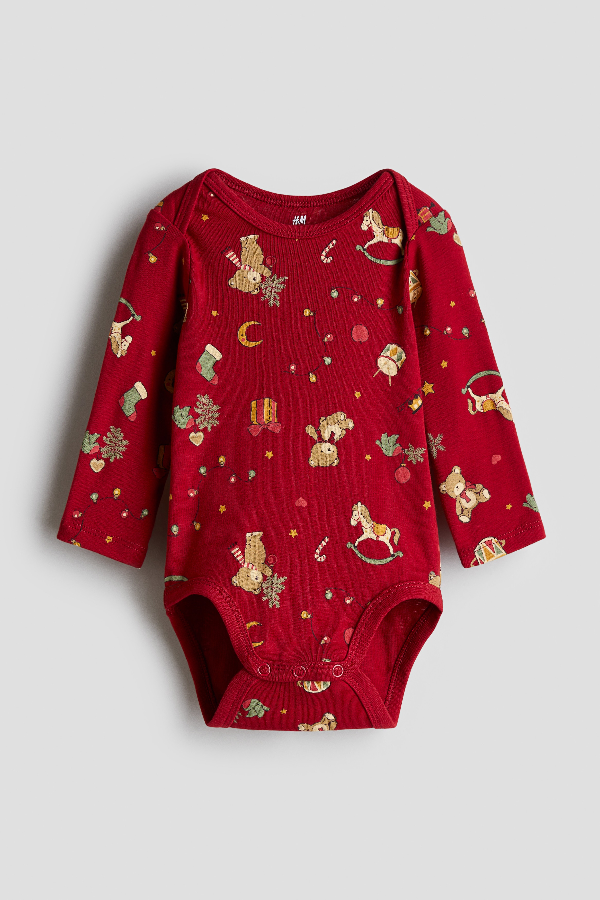 Baby - Röd/Jul Body med kuverthals - Size: 50 (0-1M)  - H&M
