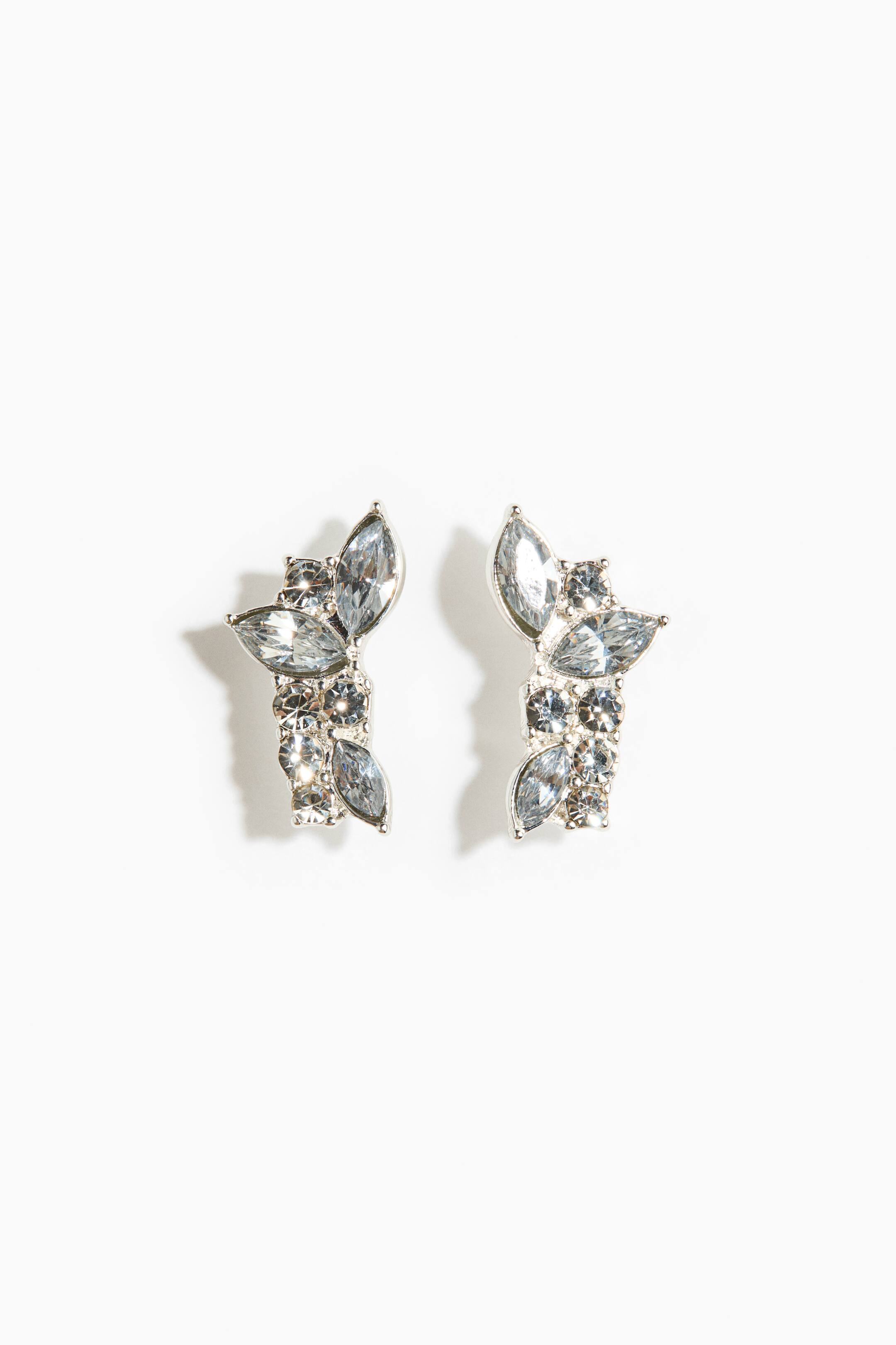 View larger image: Rhinestone cluster earrings - Silver-coloured - Ladies | H&M 1