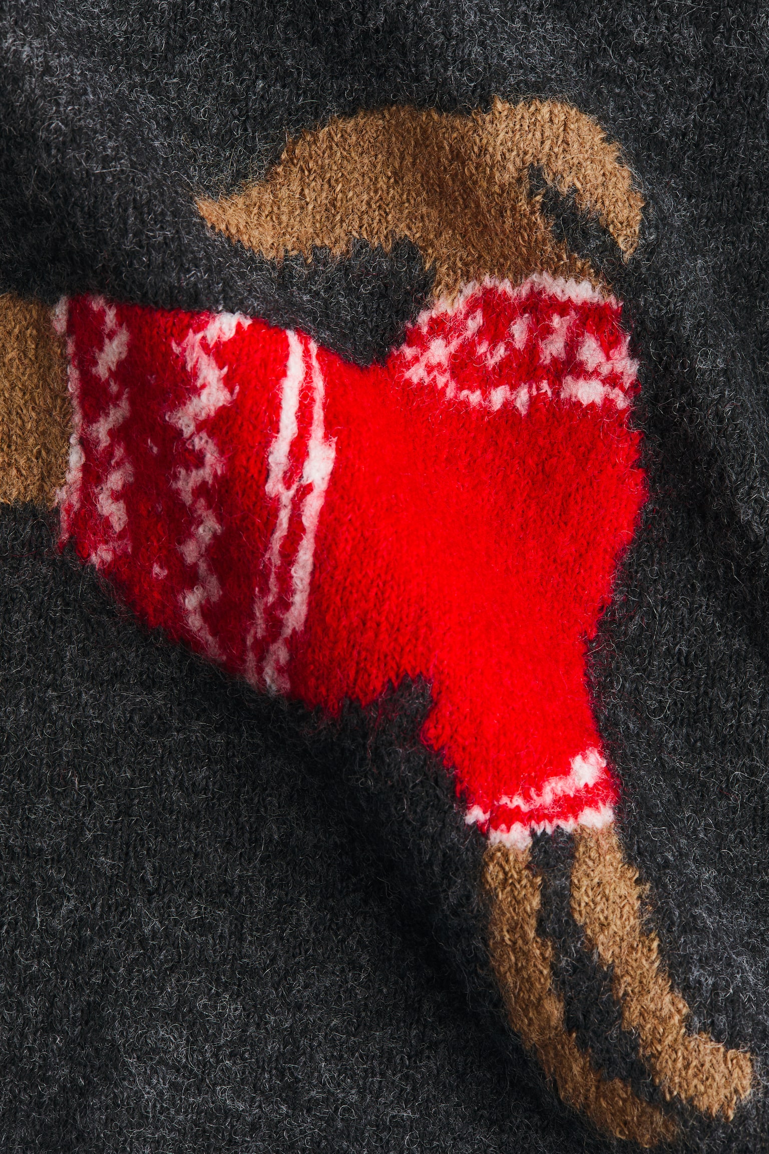 Suéter oversized en tejido jacquard - Gris jaspeado oscuro/Perro/Rojo/Diseño/Azul oscuro/Perros salchicha - 5