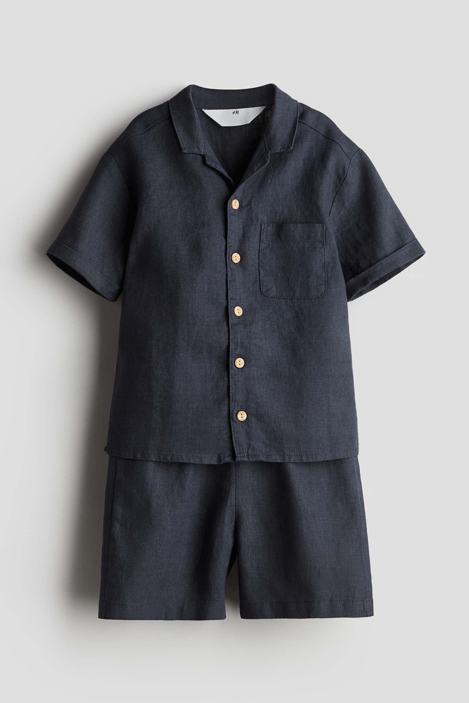 2-piece Linen Set - Navy blue - 1