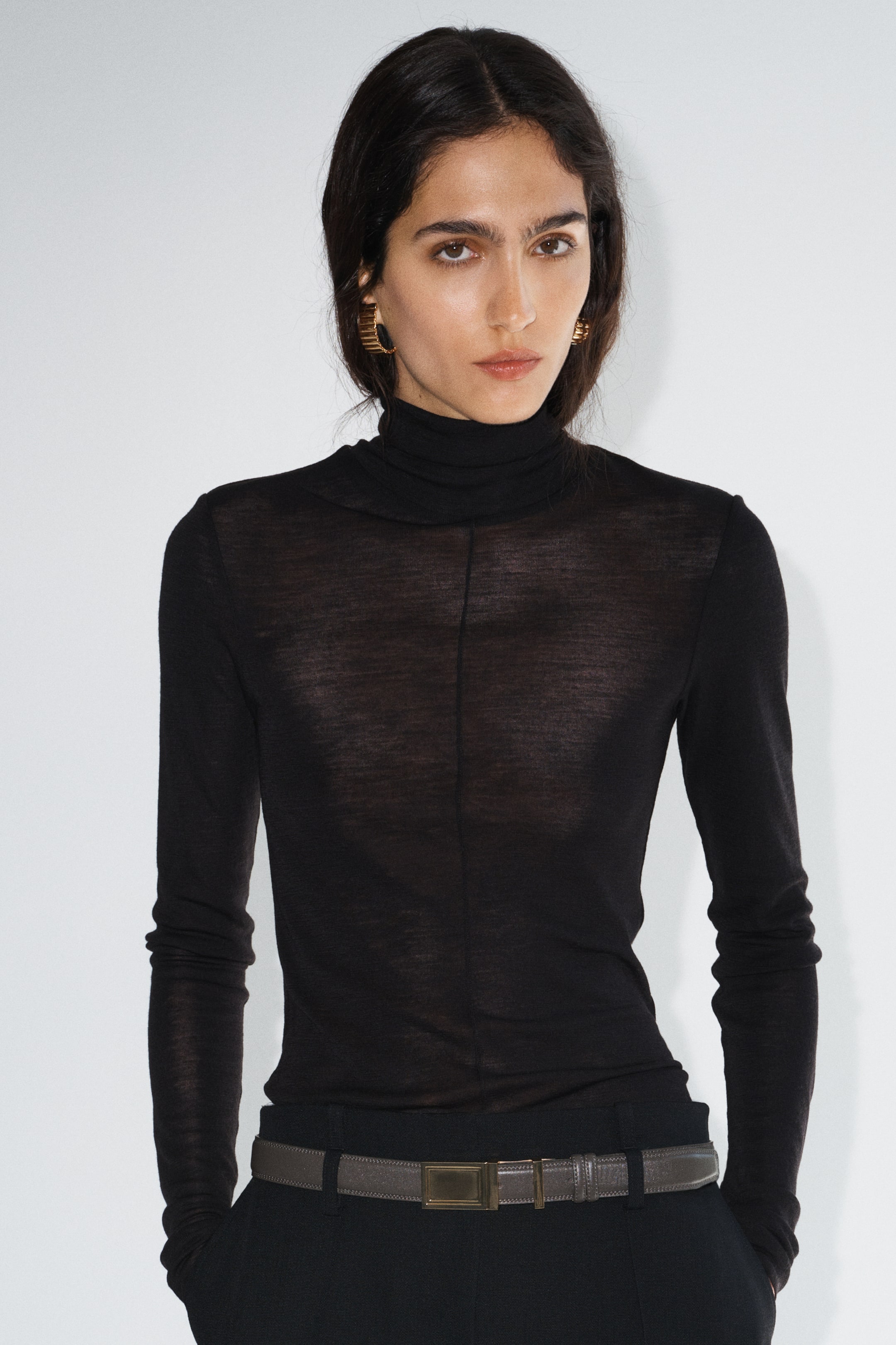 Merino Wool Turtleneck Top