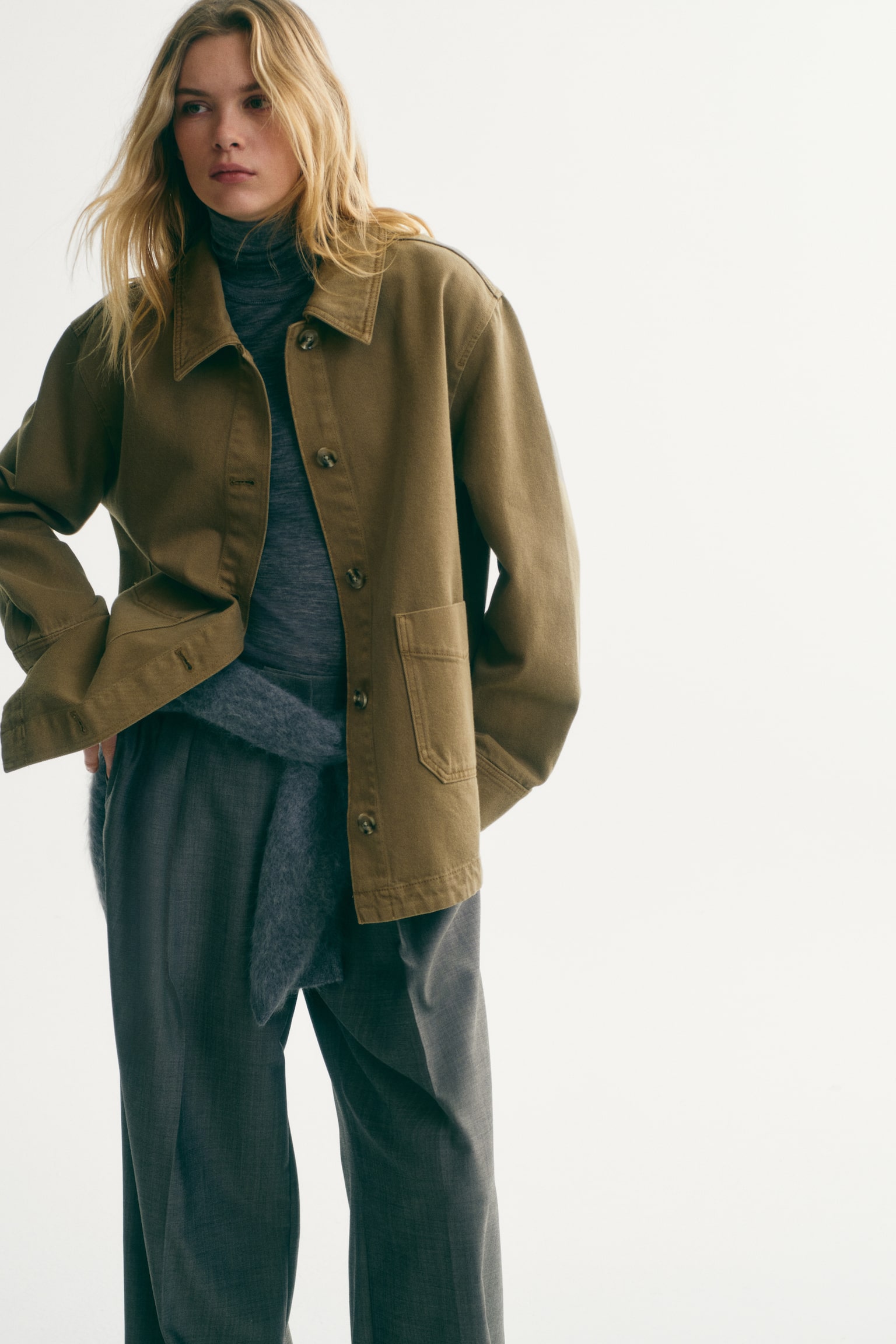 Shacket - Khaki green/Dark denim blue/Dark brown/Leopard print - 3