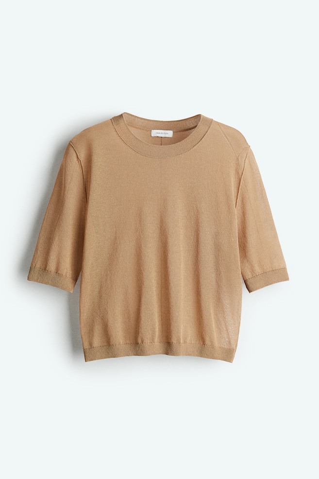 Top in maglia trasparente - Beige - 1