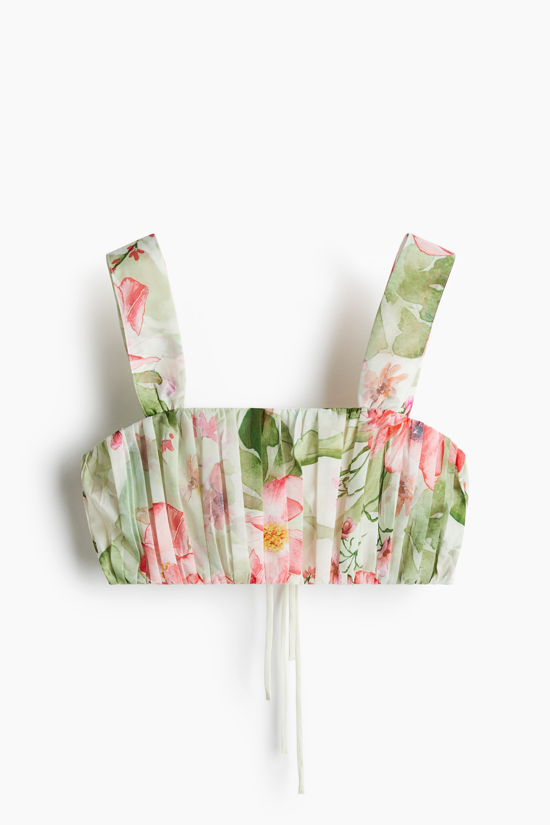 Pleated Crop Top - White/floral