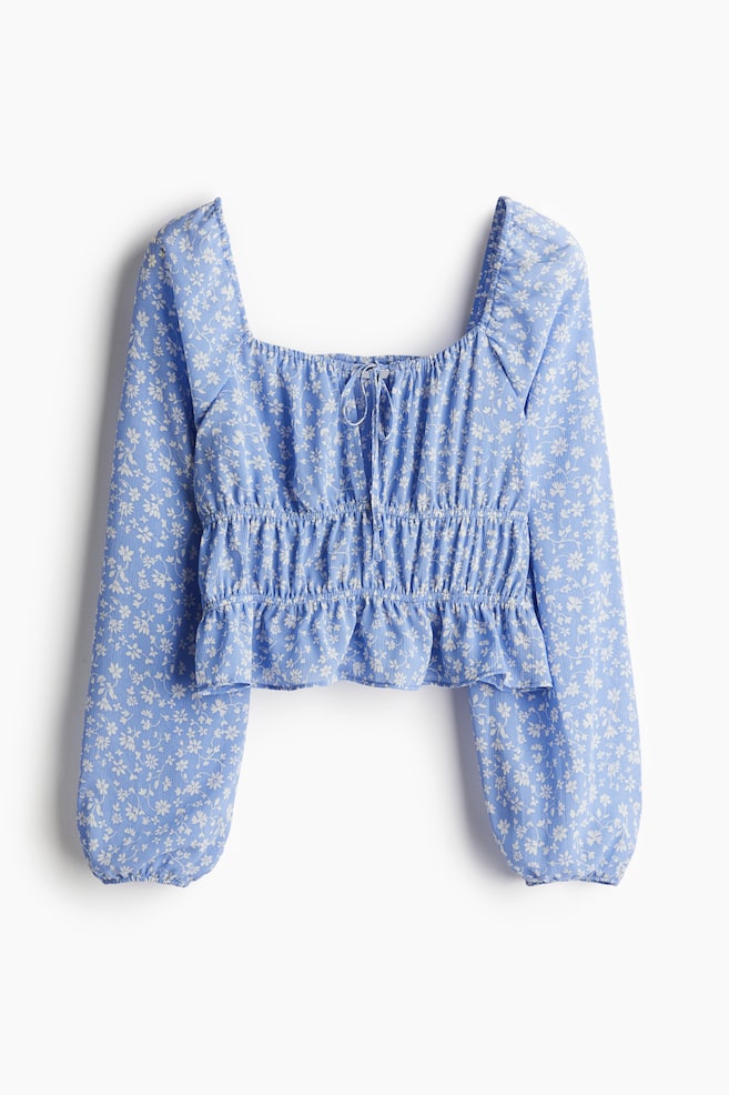 Crinkleblouse - Lichtblauw/wit bloemen/Wit/bloemen/Wit/luipaarddessin - 1