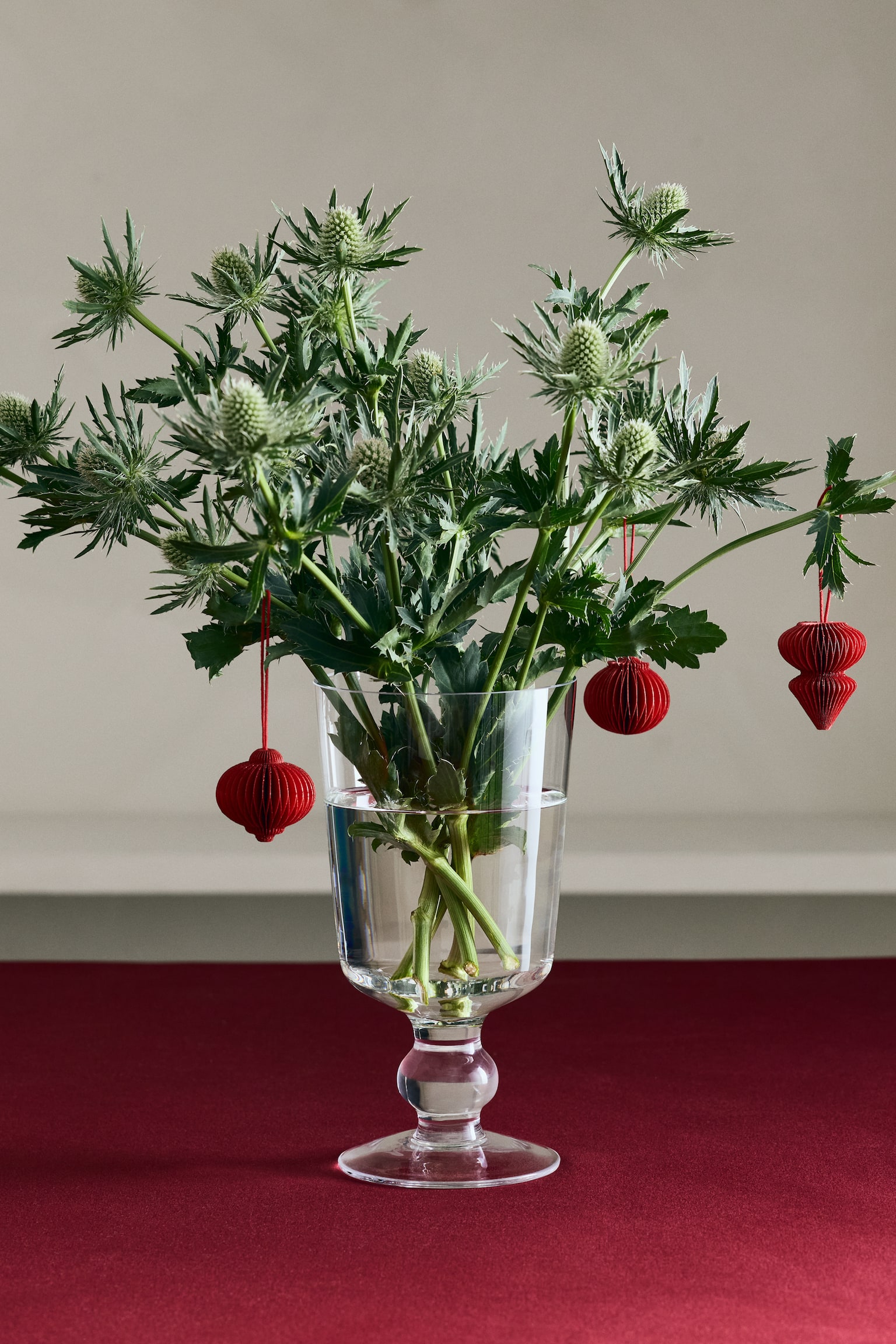 אגרטל זכוכית עם רגל - שקוף - 2