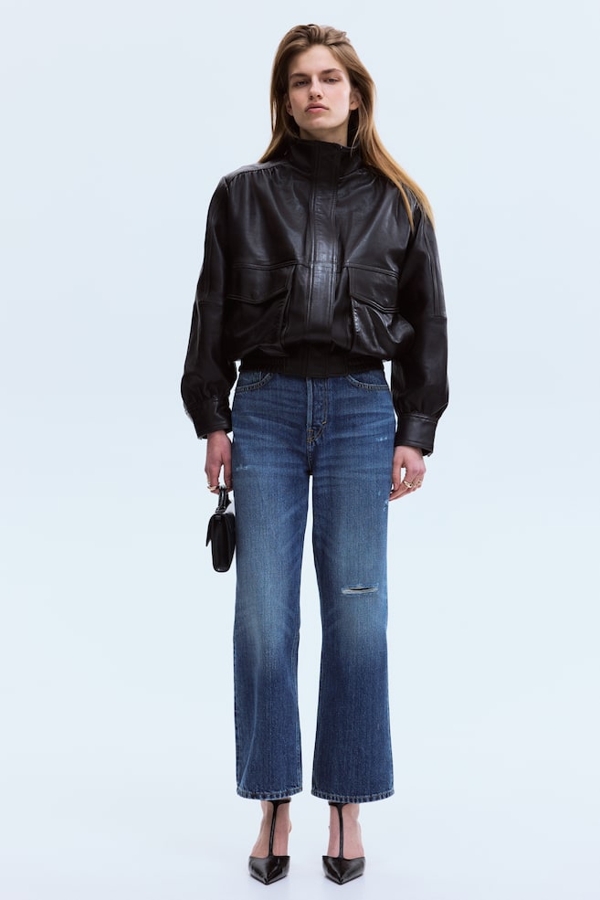 Straight High Waist Ankle Jeans-Denim blue - 4