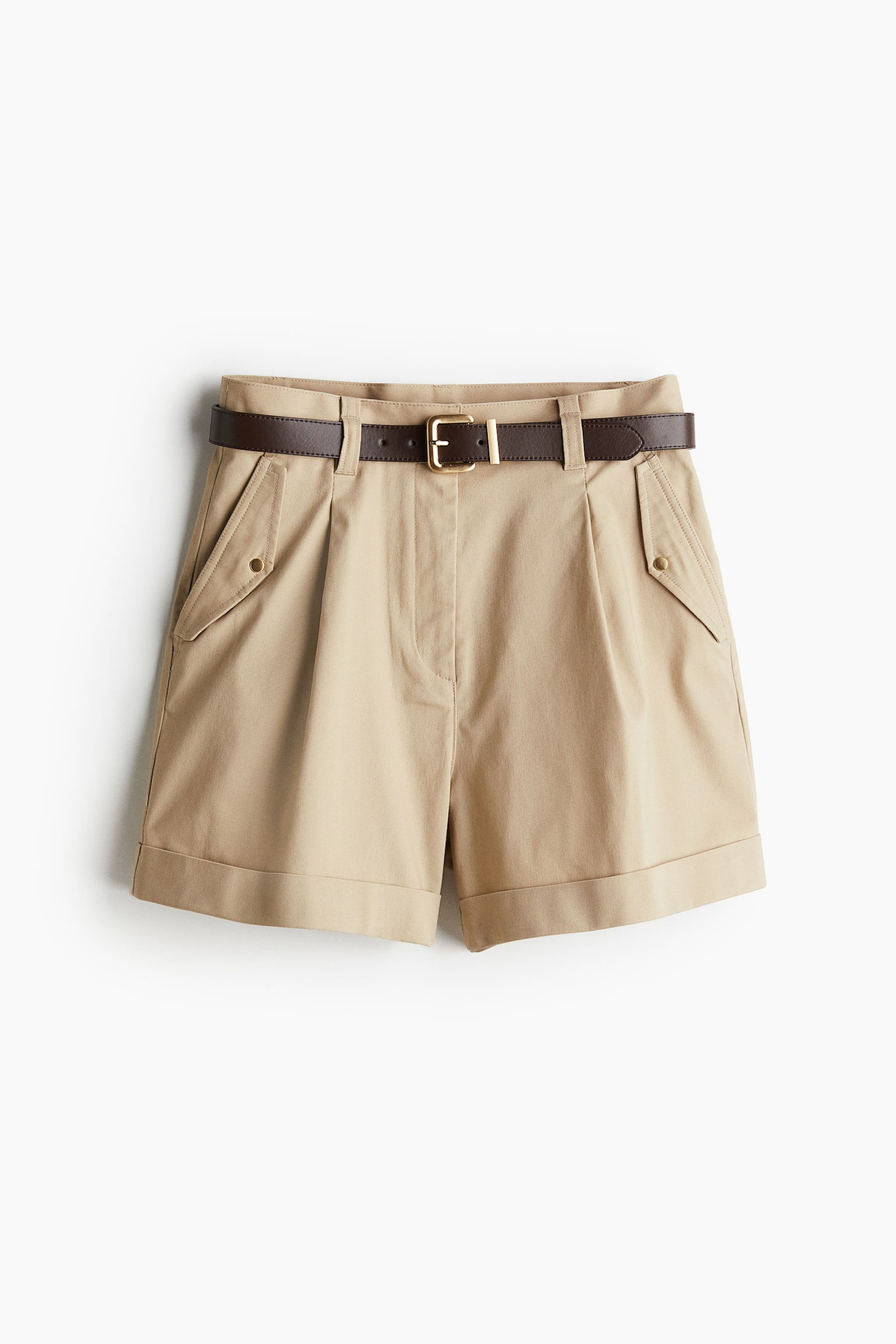 Belted cargo shorts - Beige - 2