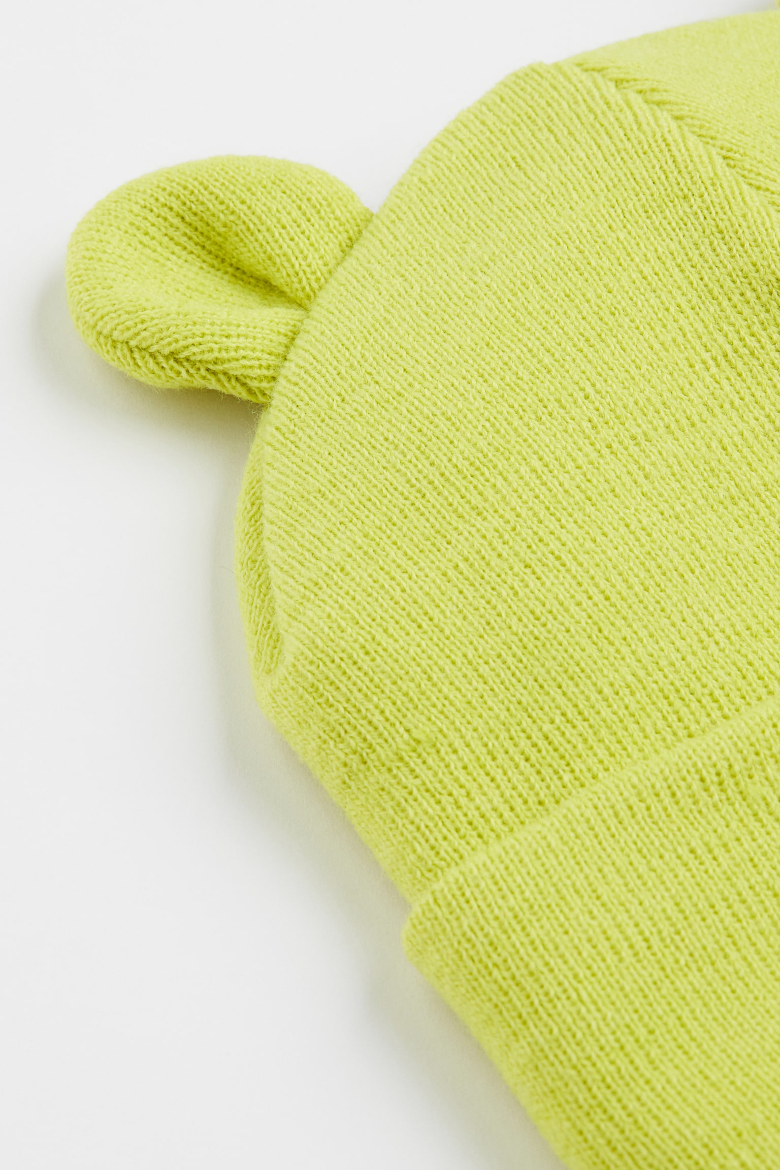 Ear-detail knitted hat - Neon green - 2