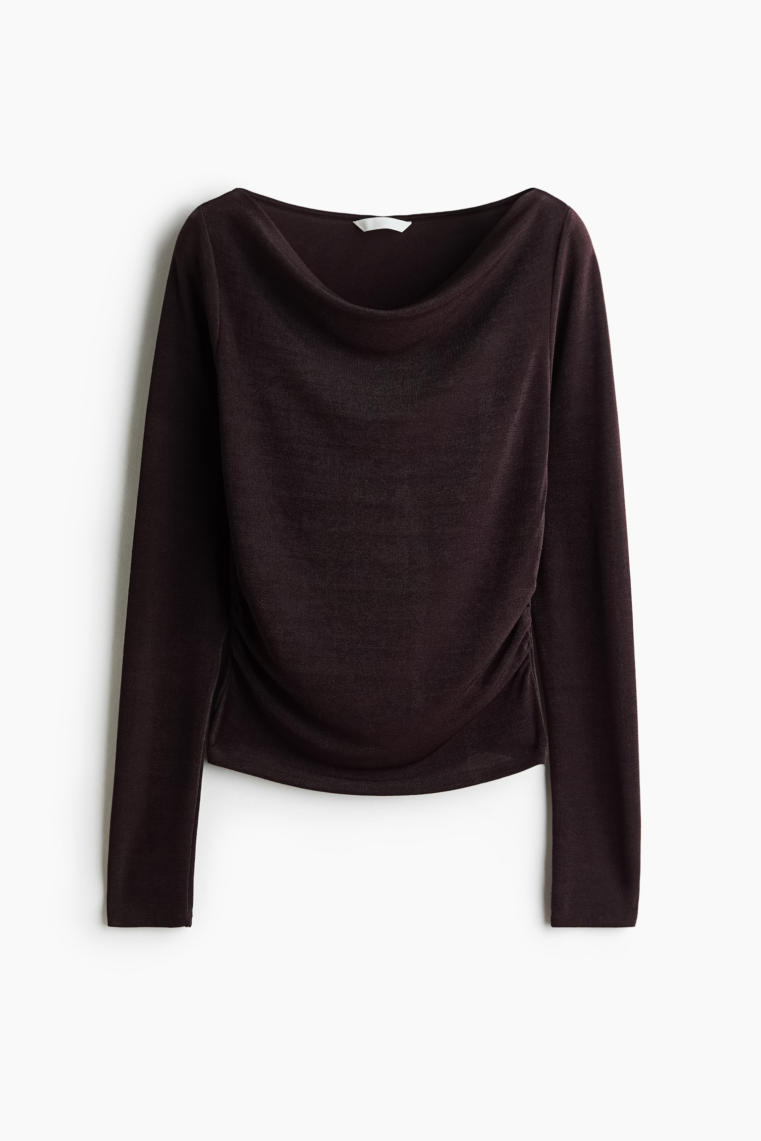 Женский топ H&M Draped Jersey Top, цвет: Тёмный коричневый — фото 1