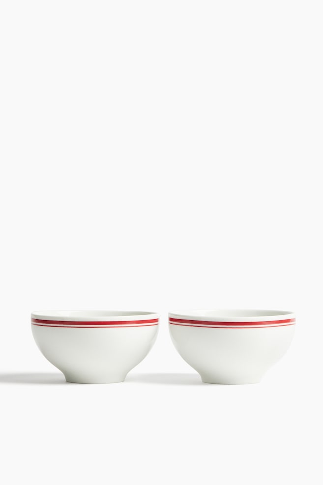Pack de 2 tigelas pequenas em porcelana - Branco/Vermelho/Branco/Preto/Branco/Azul - 1