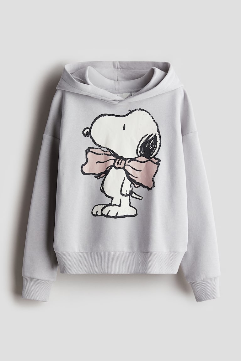 Oversized Printed Hoodie Light gray/Snoopy Kids H&M US