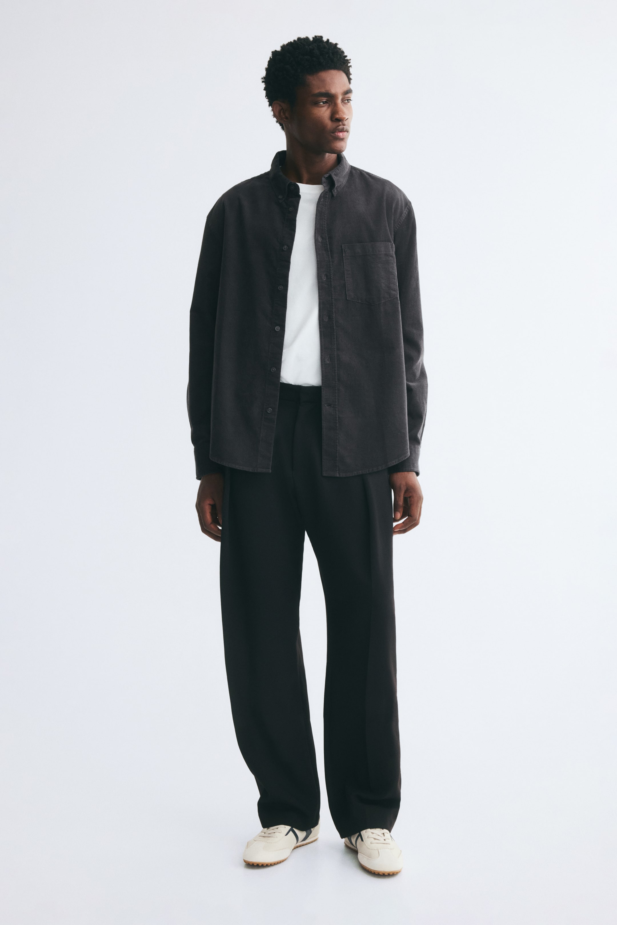 View larger image: Regular Fit Corduroy shirt - Dark denim grey - Men | H&M 1