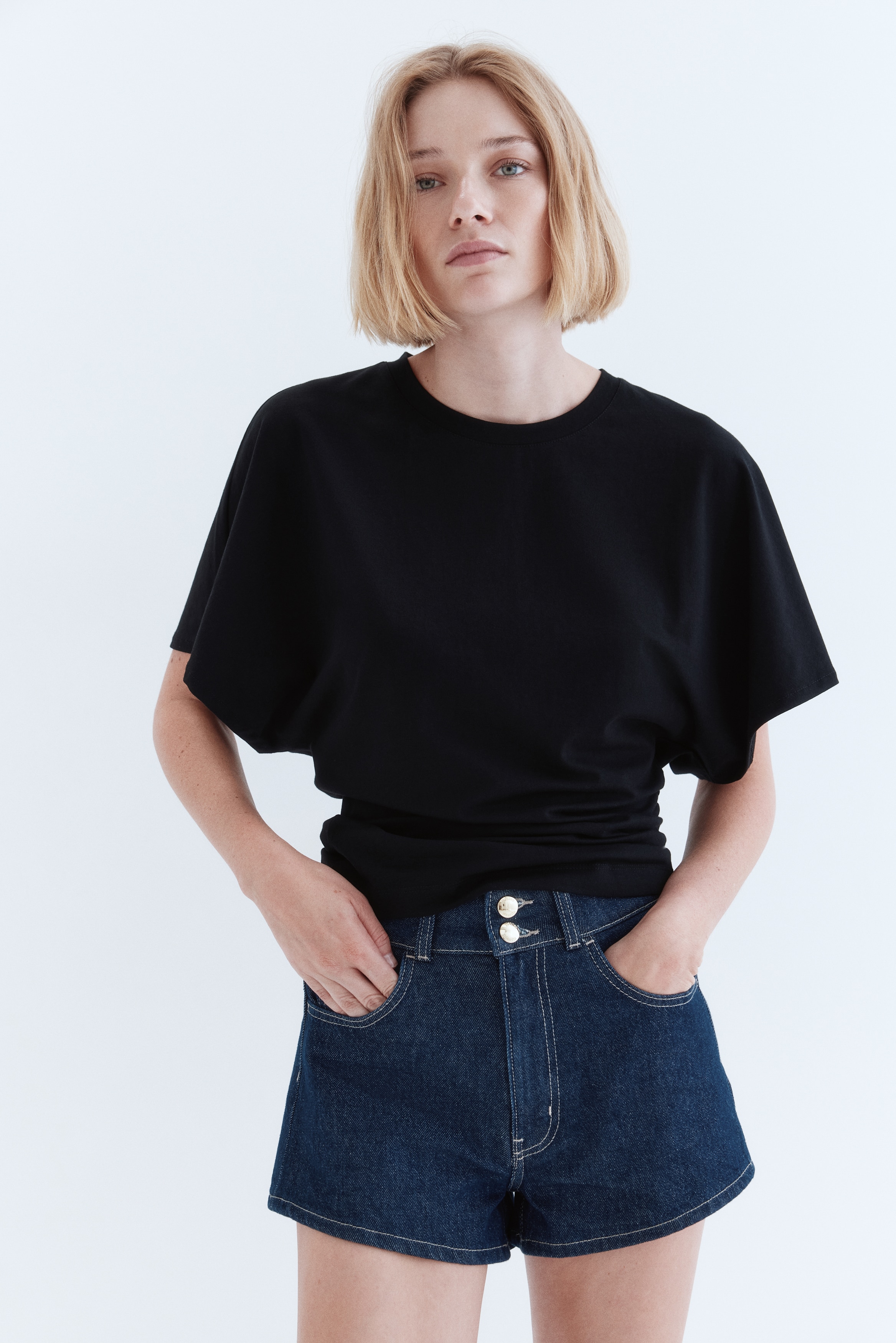 Butterfly-sleeved T-shirt