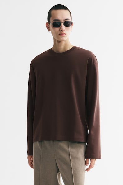 リラックスフィット 長袖インターロックTシャツ