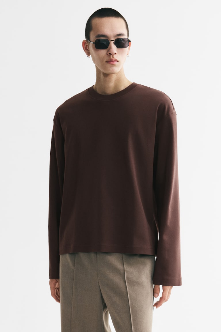Majica dugih rukava od interloka Relaxed Fit