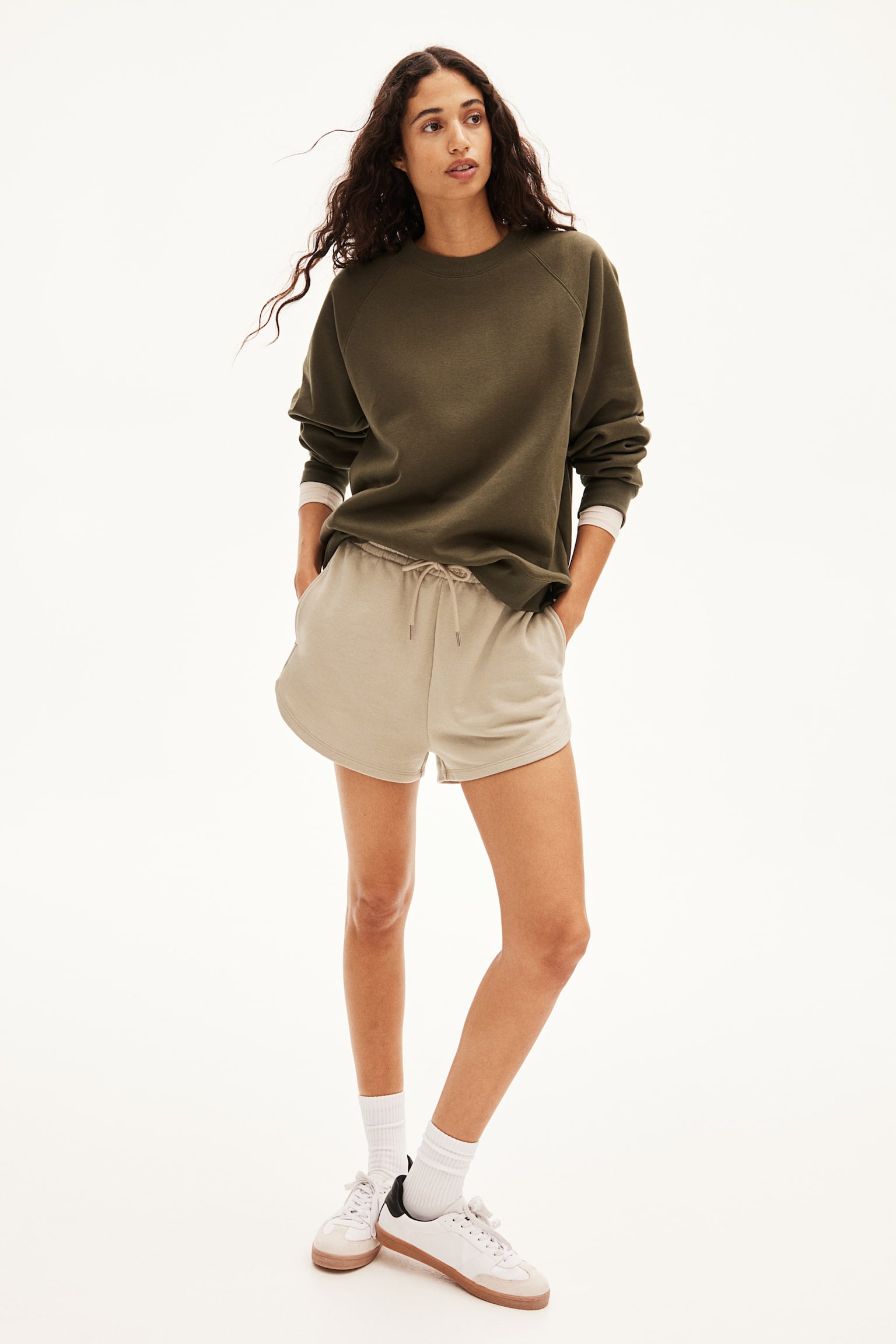 Sweatshirt - Dark khaki green/Black/Light grey marl/White - 3