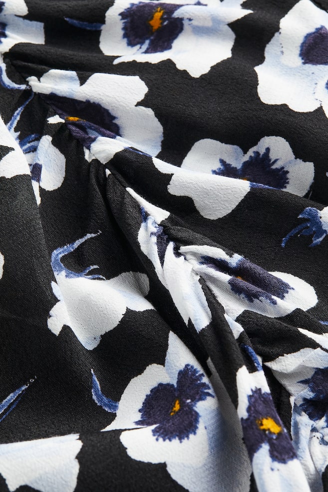 Puff-sleeved crêpe dress - Black/Floral/Black/Zebra-print/Black - 6