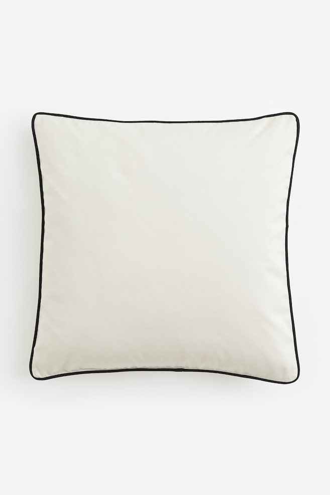 Cotton satin cushion cover - Cream/Black - 1