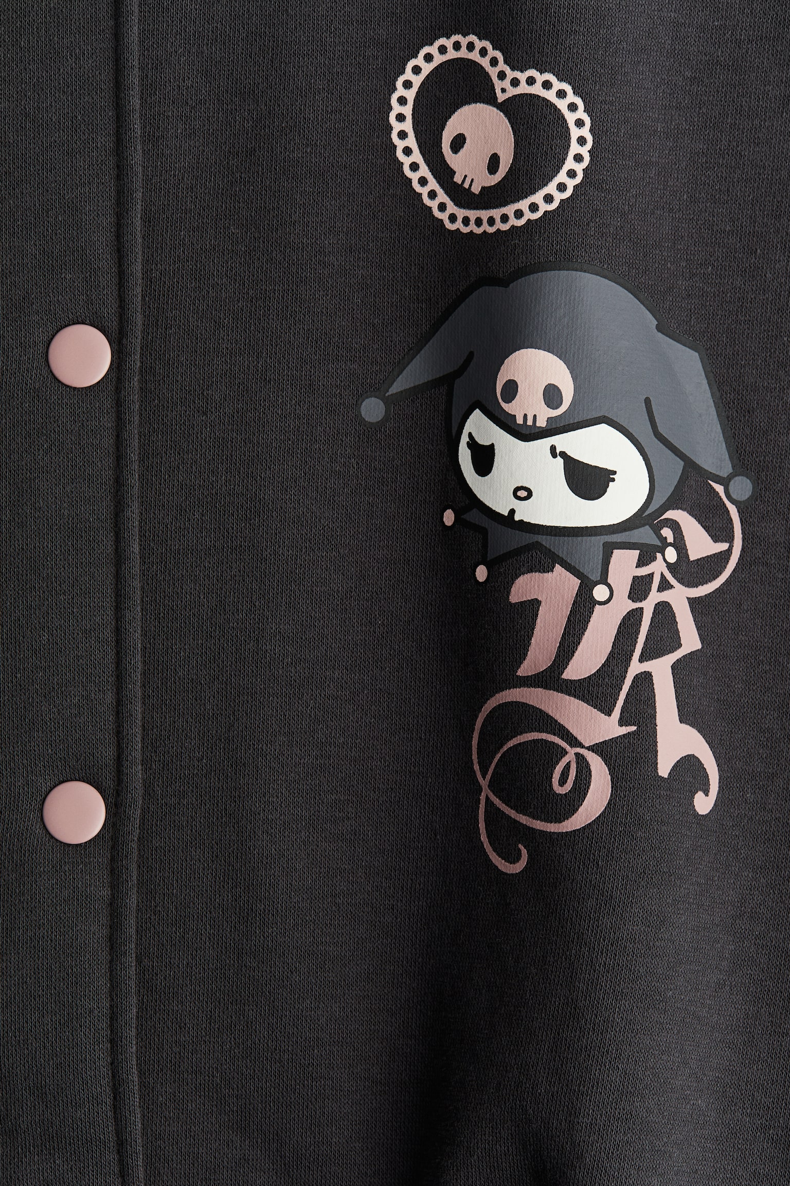 Print-motif baseball jacket - Dark grey/Kuromi - 2