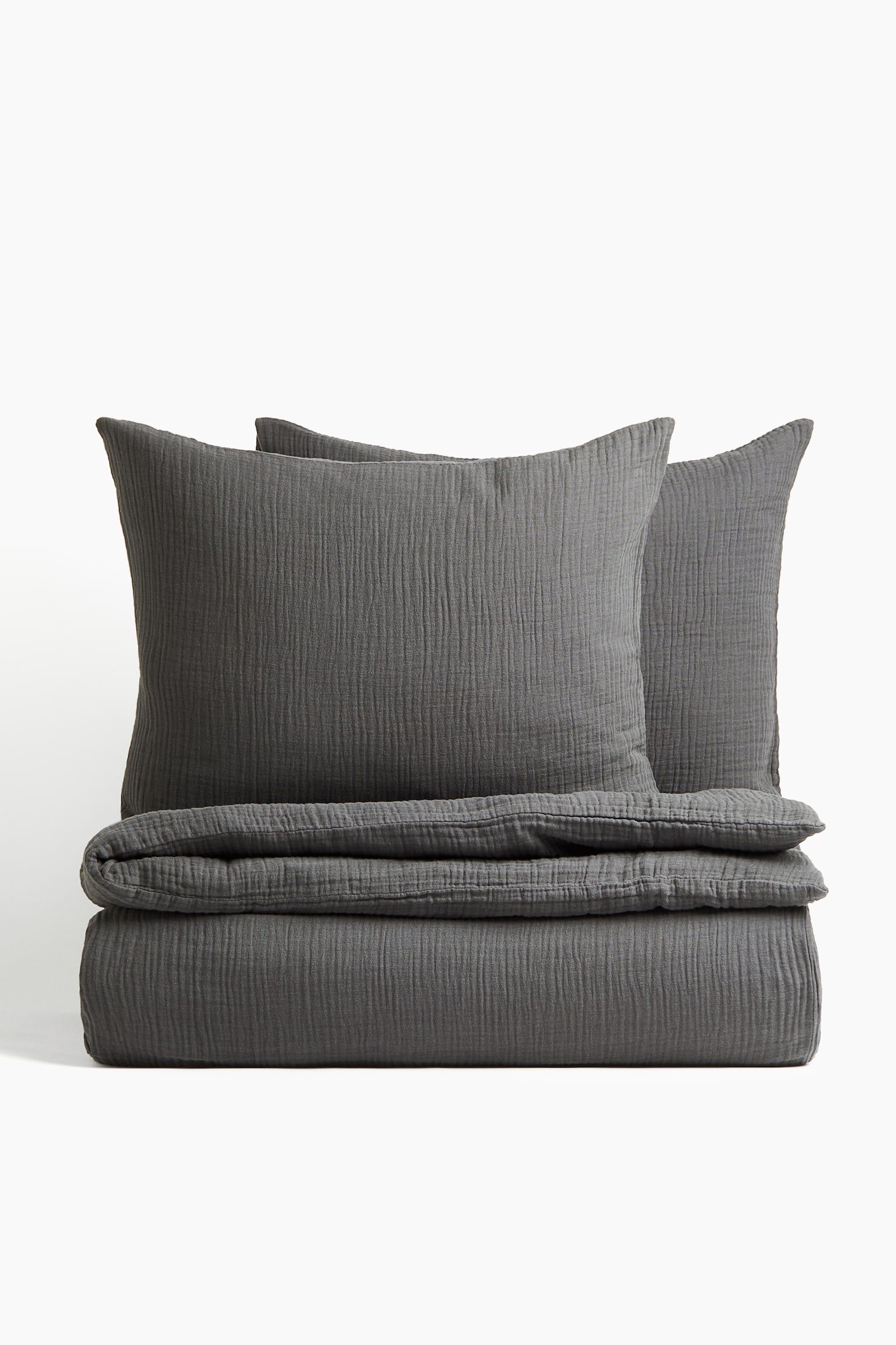 Muslin double/king duvet cover set - Anthracite grey/Light beige/Dark brown/Mole/Light dusty green/Light dusty blue/Brown/Dark green/Forest green/Light mole/Black/Light pink/Rust red - 1