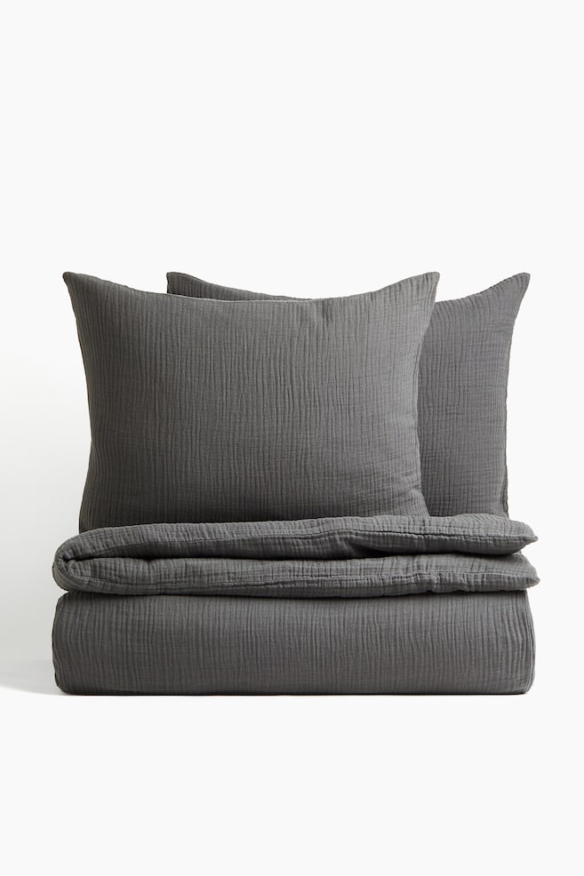 Muslin double/king duvet cover set - Anthracite grey/Light greige/Light dusty blue/Green/Dark beige/Dusty pink/Dark brown/Dusty blue/Mole/Light beige/Dusty pink/Light pink/White/Light mole - 1