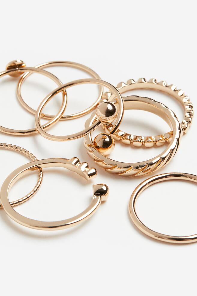 8-pack rings - Gold-coloured/Gold-coloured - 2