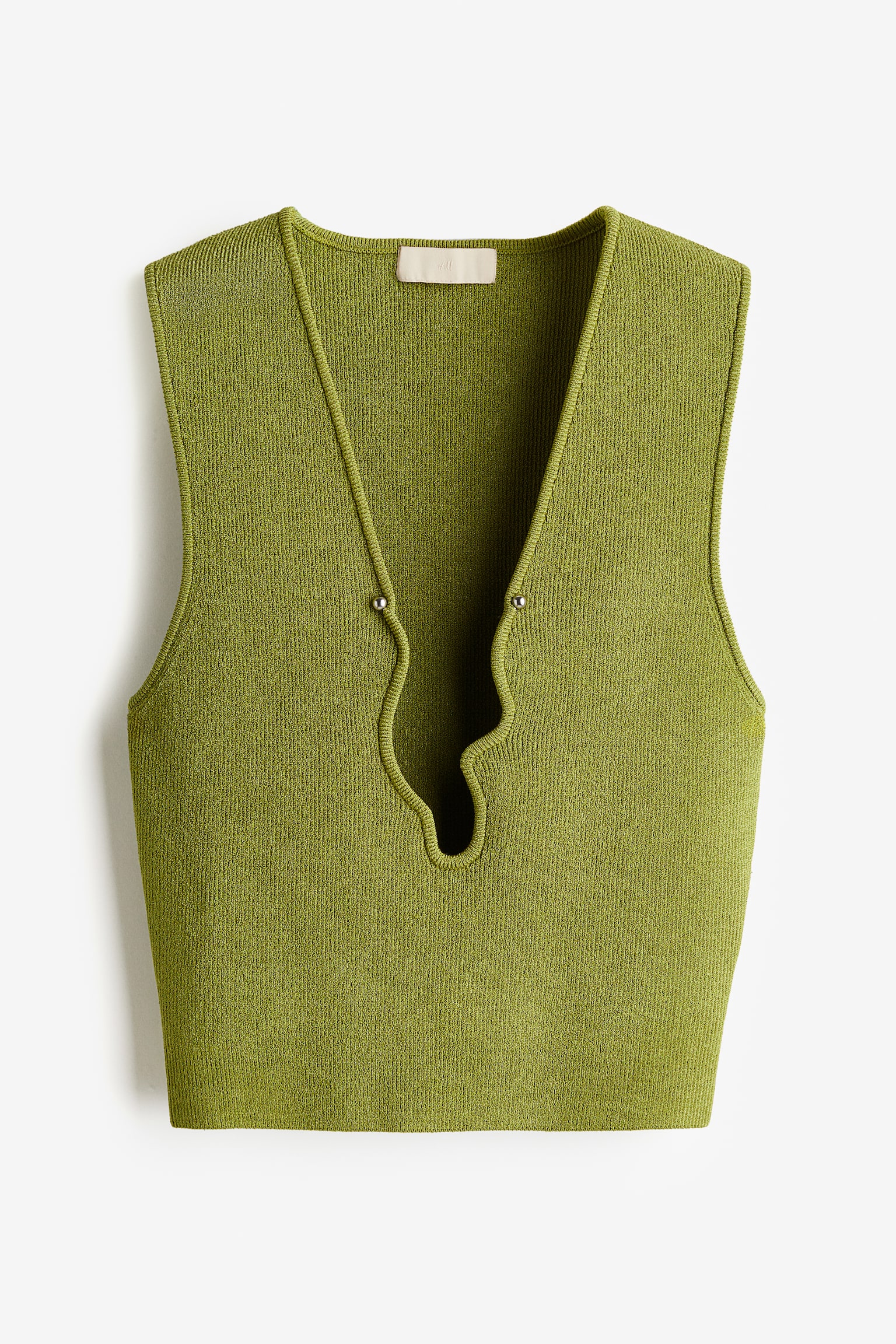 Asymmetrical Neck Tank - Olive green/White/Black - 2