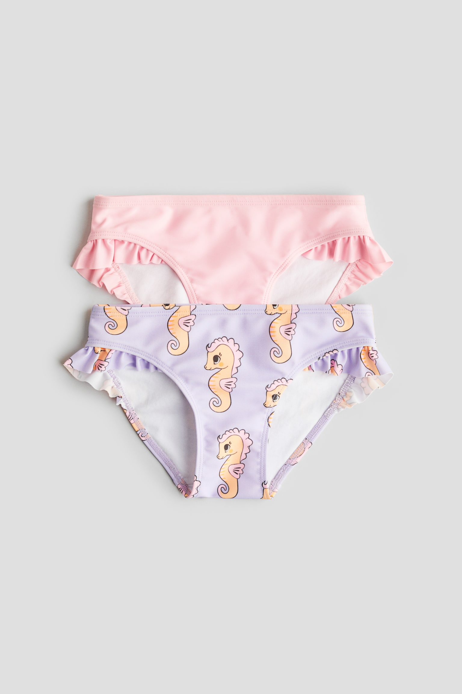 2-pack Flounce Trim Bikini Bottoms - Light purple/Seahorses - 1